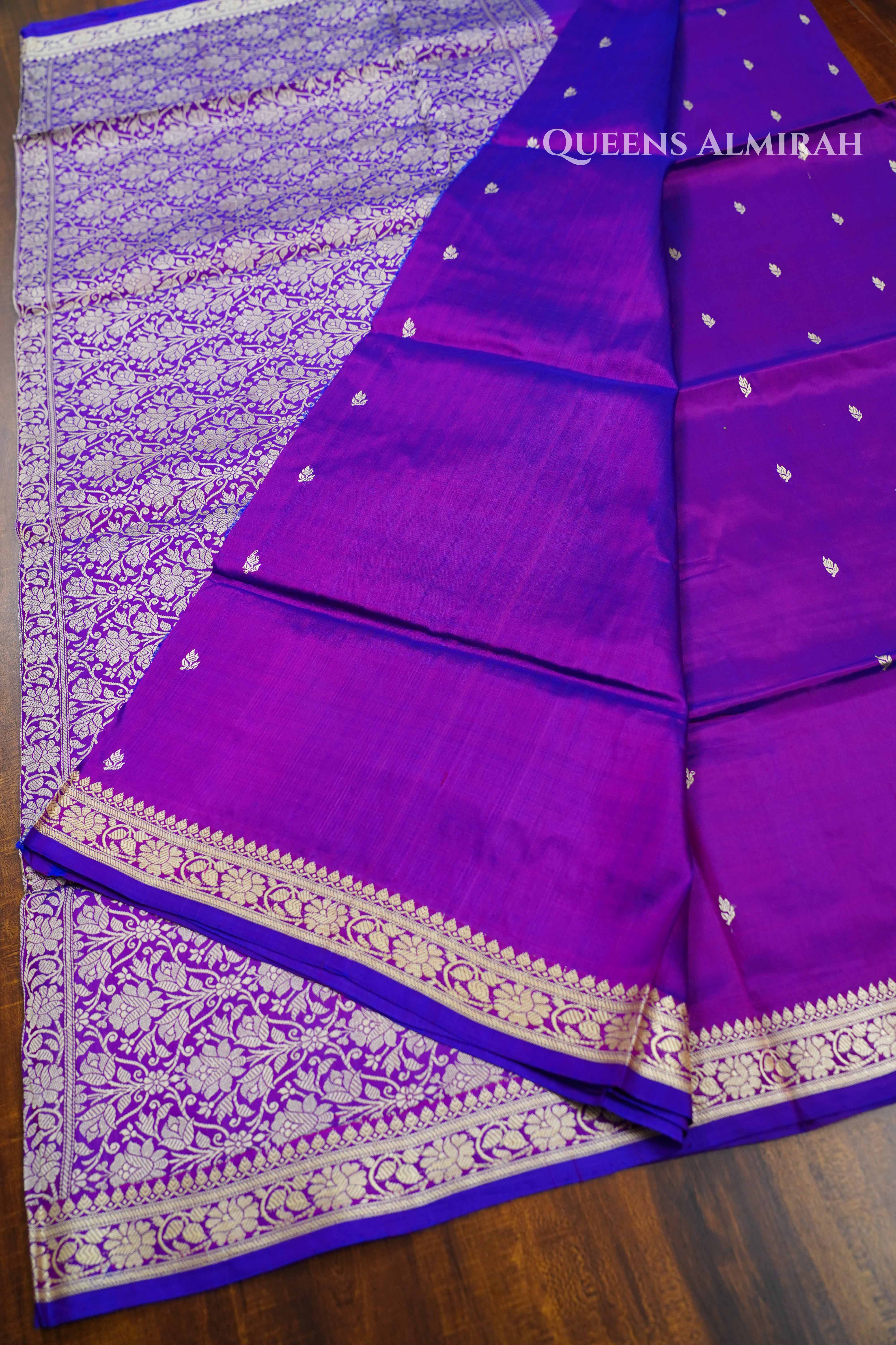 Dark Purple Banarasi Silk Saree QUEENS ALMIRAH