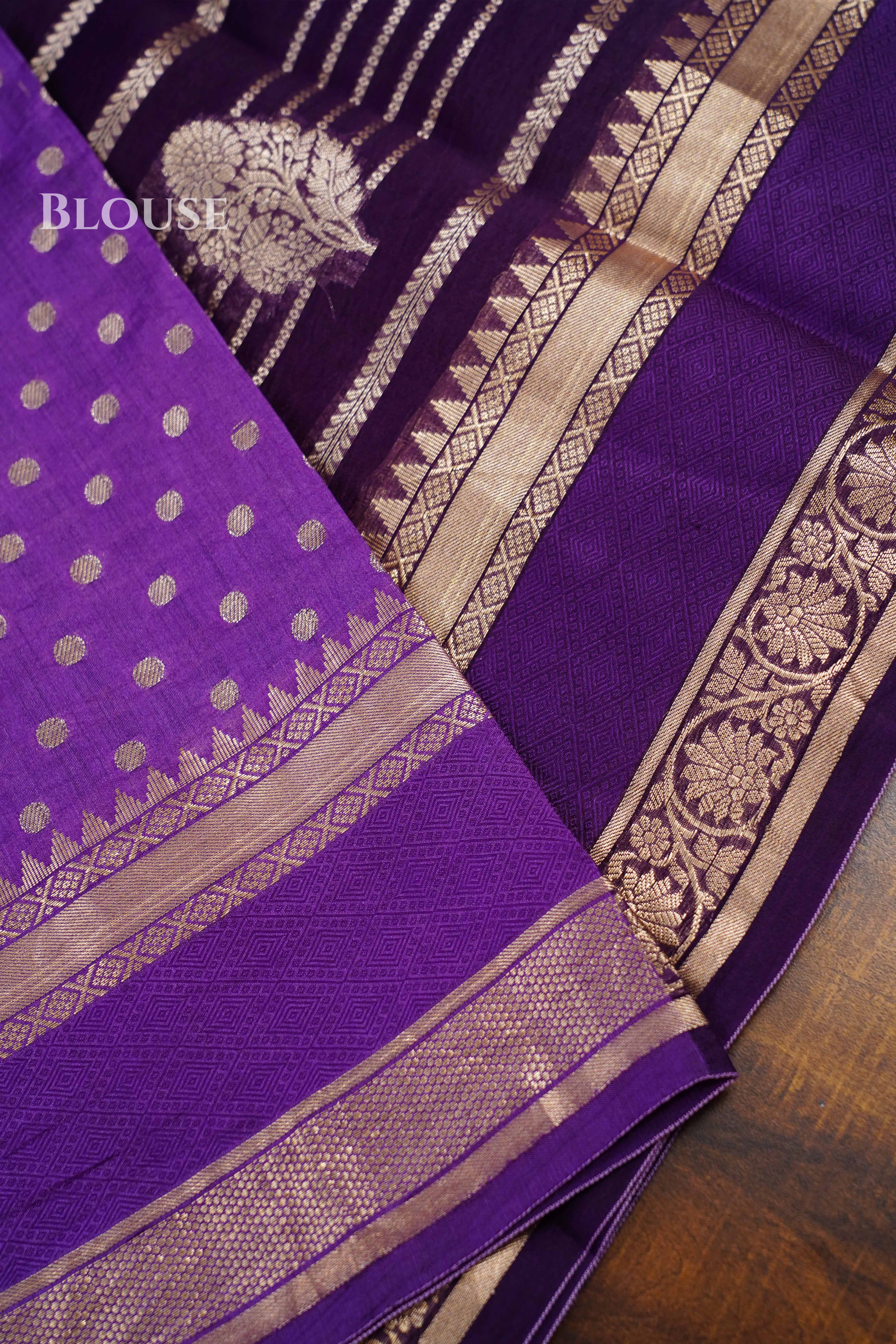 Dark Purple Kora Organza saree QUEENS ALMIRAH