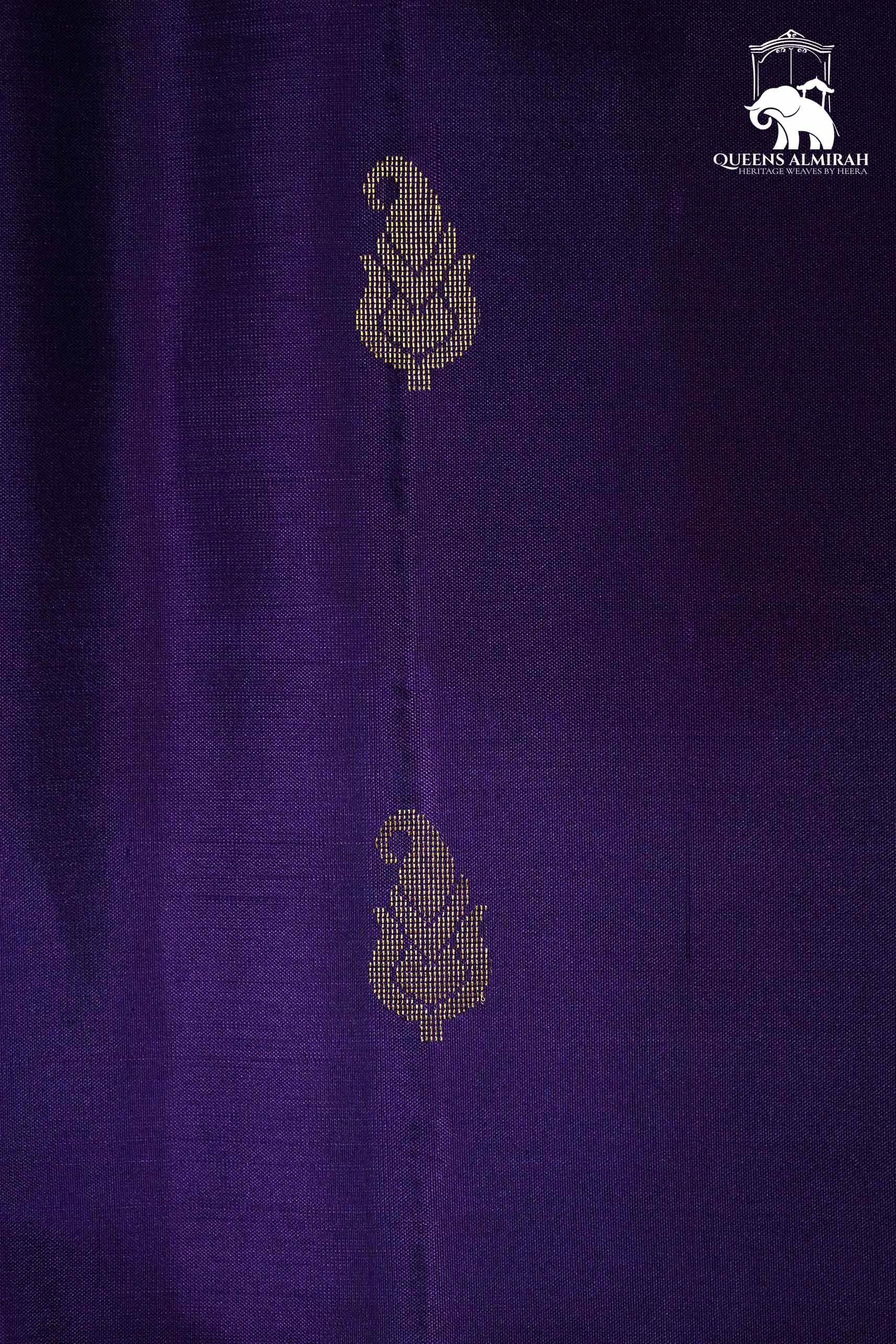 DARK PURPLE WITH WOVEN BORDER SOFT SILK SAREE - Queens Jewel Emporium