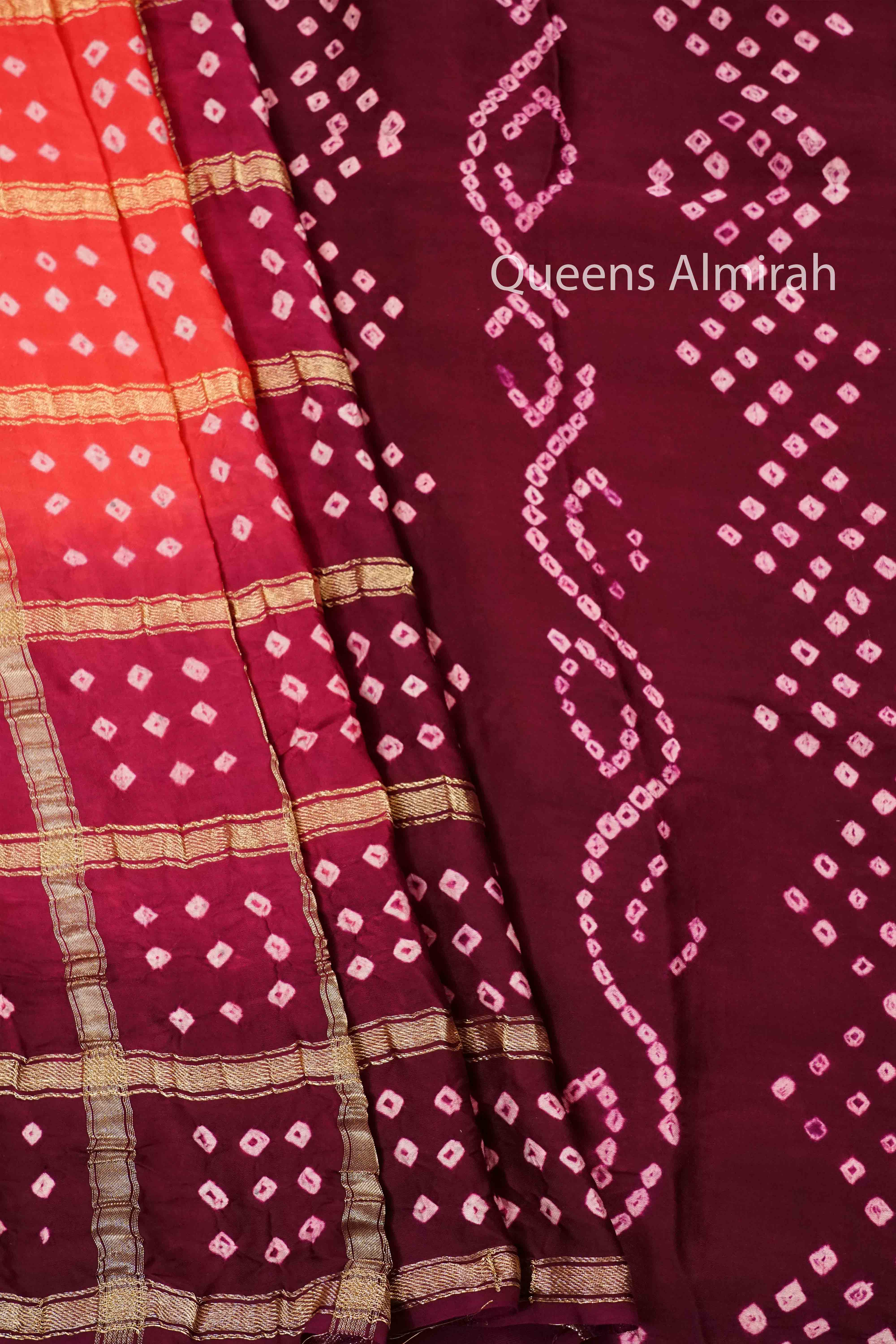 DARK RASPBERRY WITH CARAMINE PINK MODAL SILK SAREE - Queens Jewel Emporium