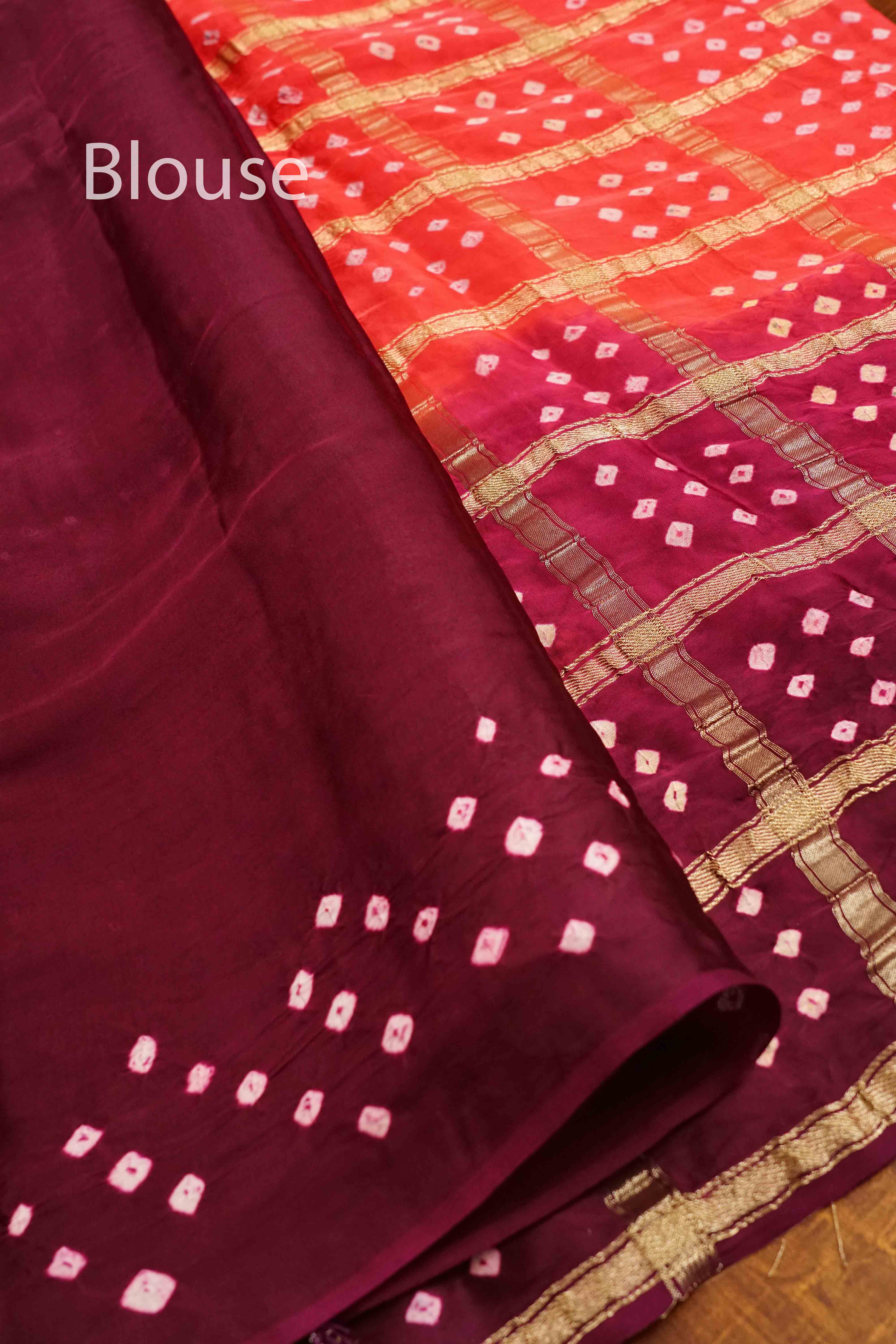 DARK RASPBERRY WITH CARAMINE PINK MODAL SILK SAREE - Queens Jewel Emporium