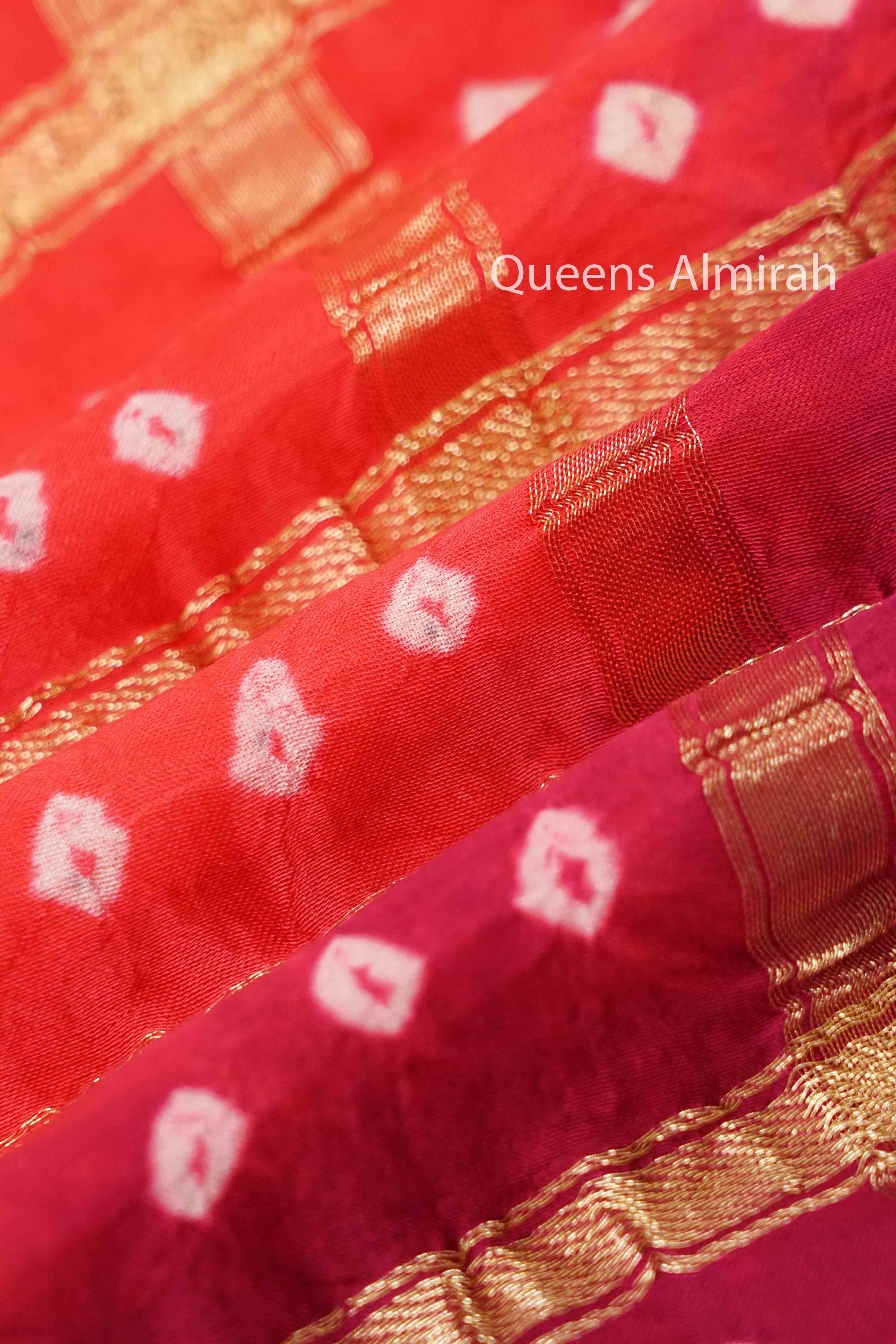 DARK RASPBERRY WITH CARAMINE PINK MODAL SILK SAREE - Queens Jewel Emporium