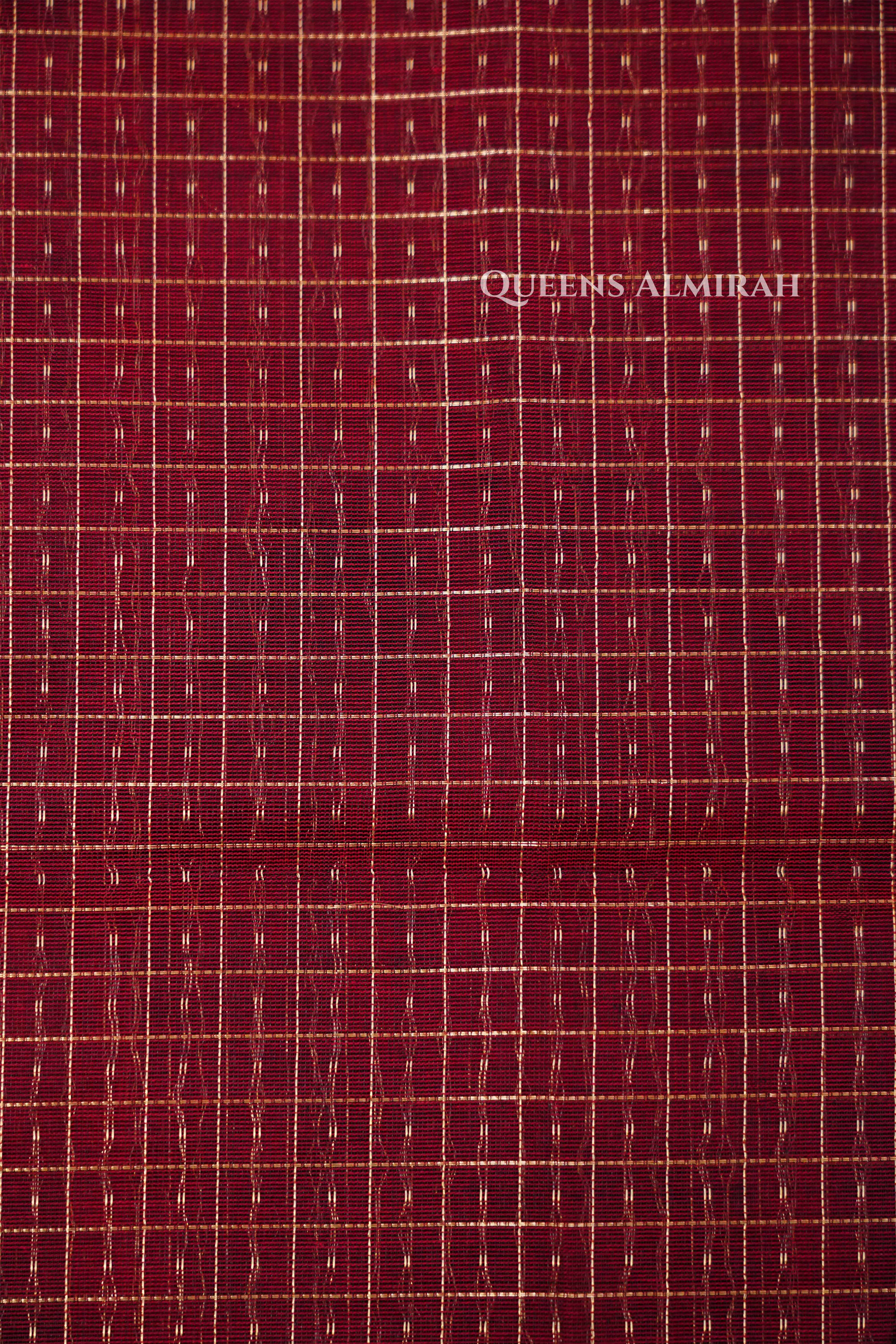 Dark Red-Karaikudi Chettinad Silk Cotton Saree QUEENS ALMIRAH
