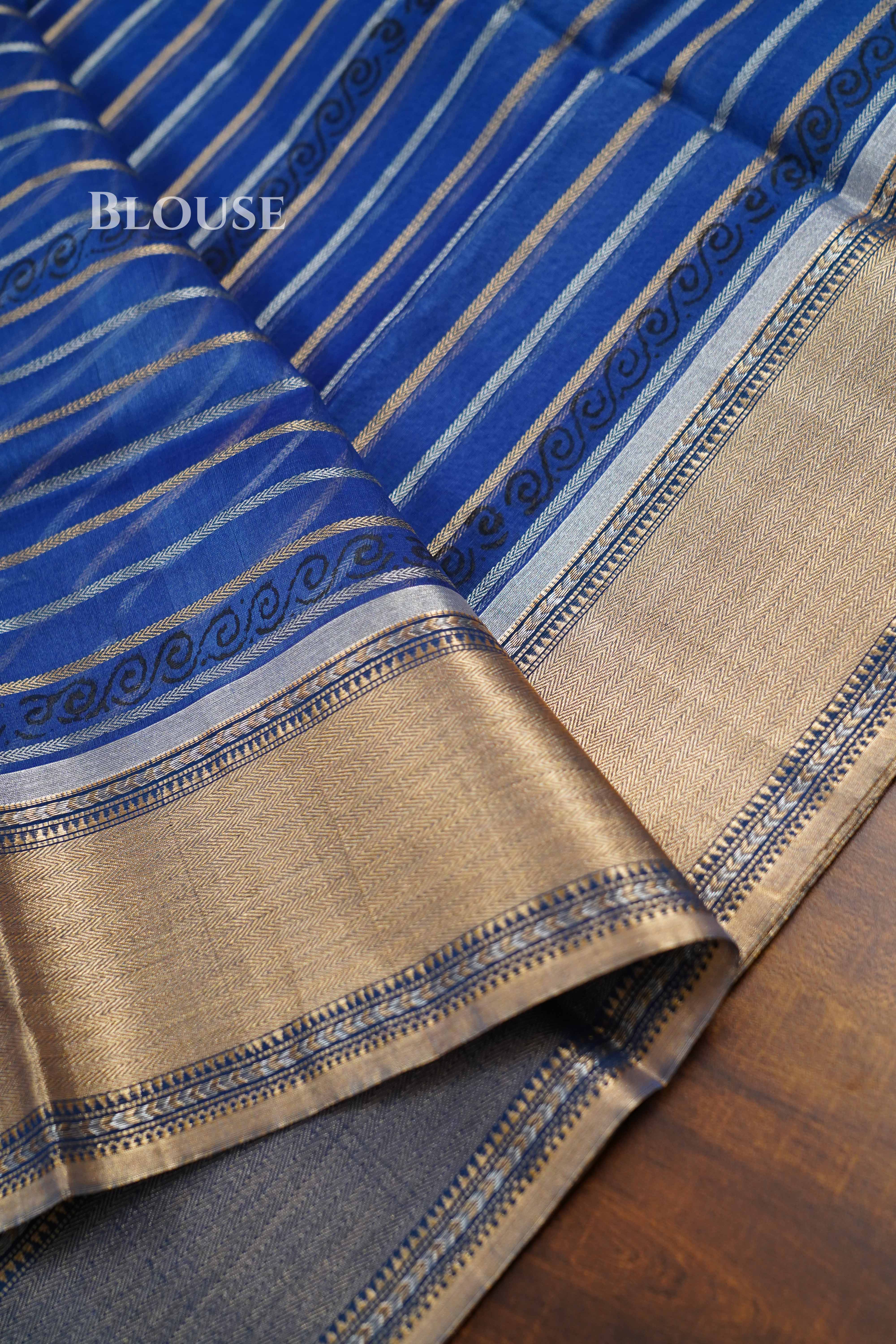 Deep Blue Katan Organza Saree QUEENS ALMIRAH