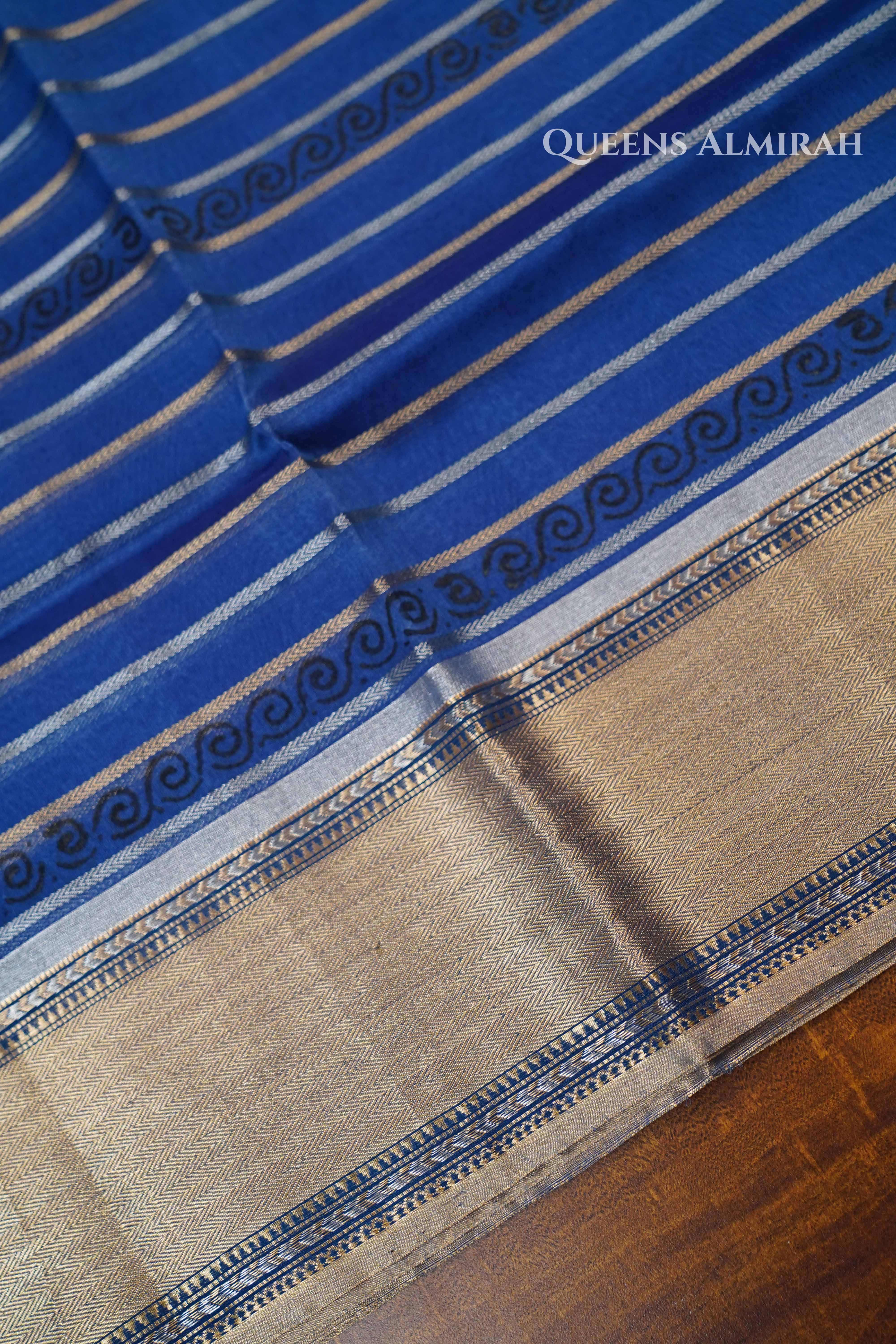 Deep Blue Katan Organza Saree QUEENS ALMIRAH