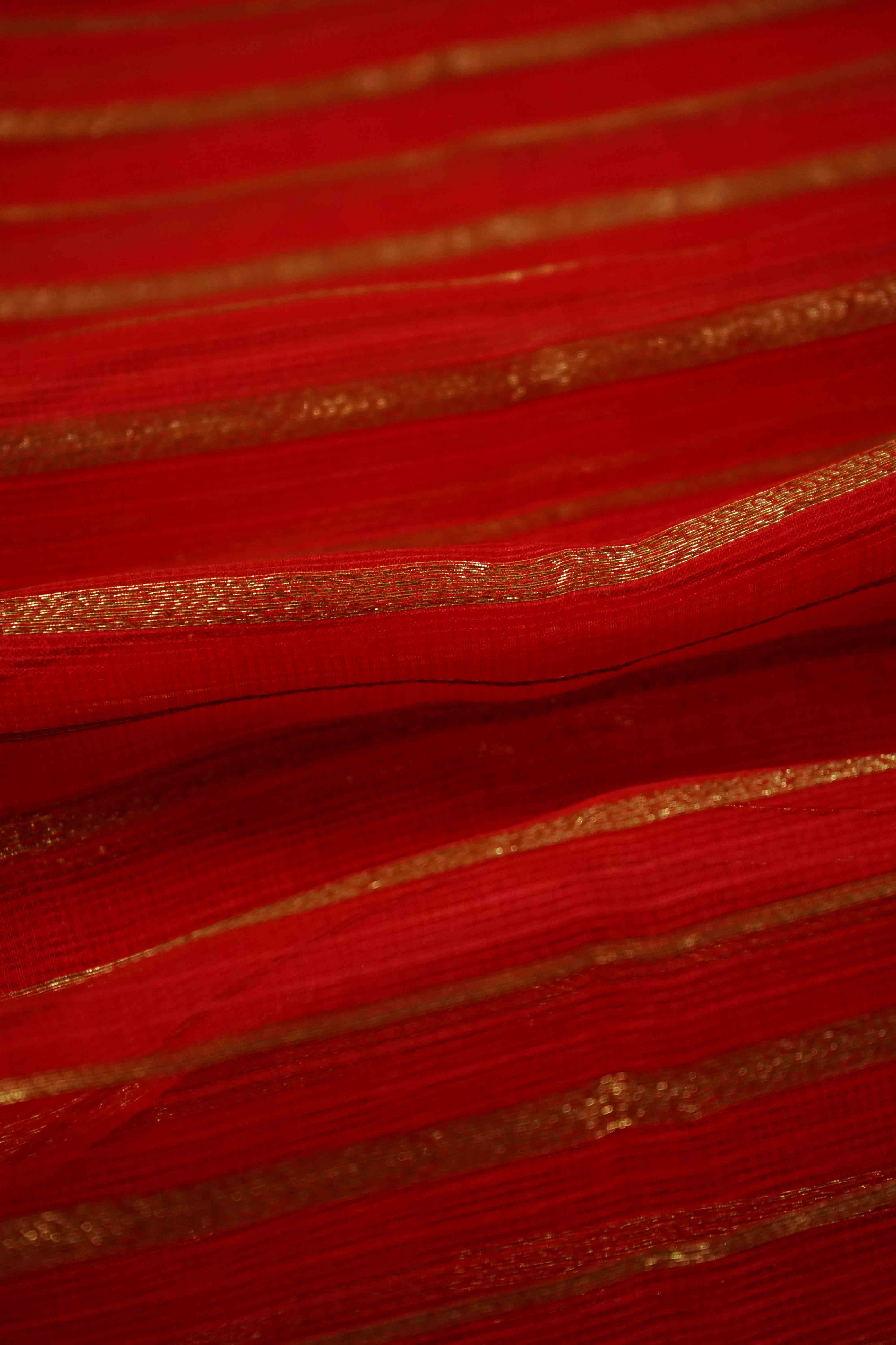 DEEP CARAMINE RED KOTA SILK SAREE - Queens Jewel Emporium