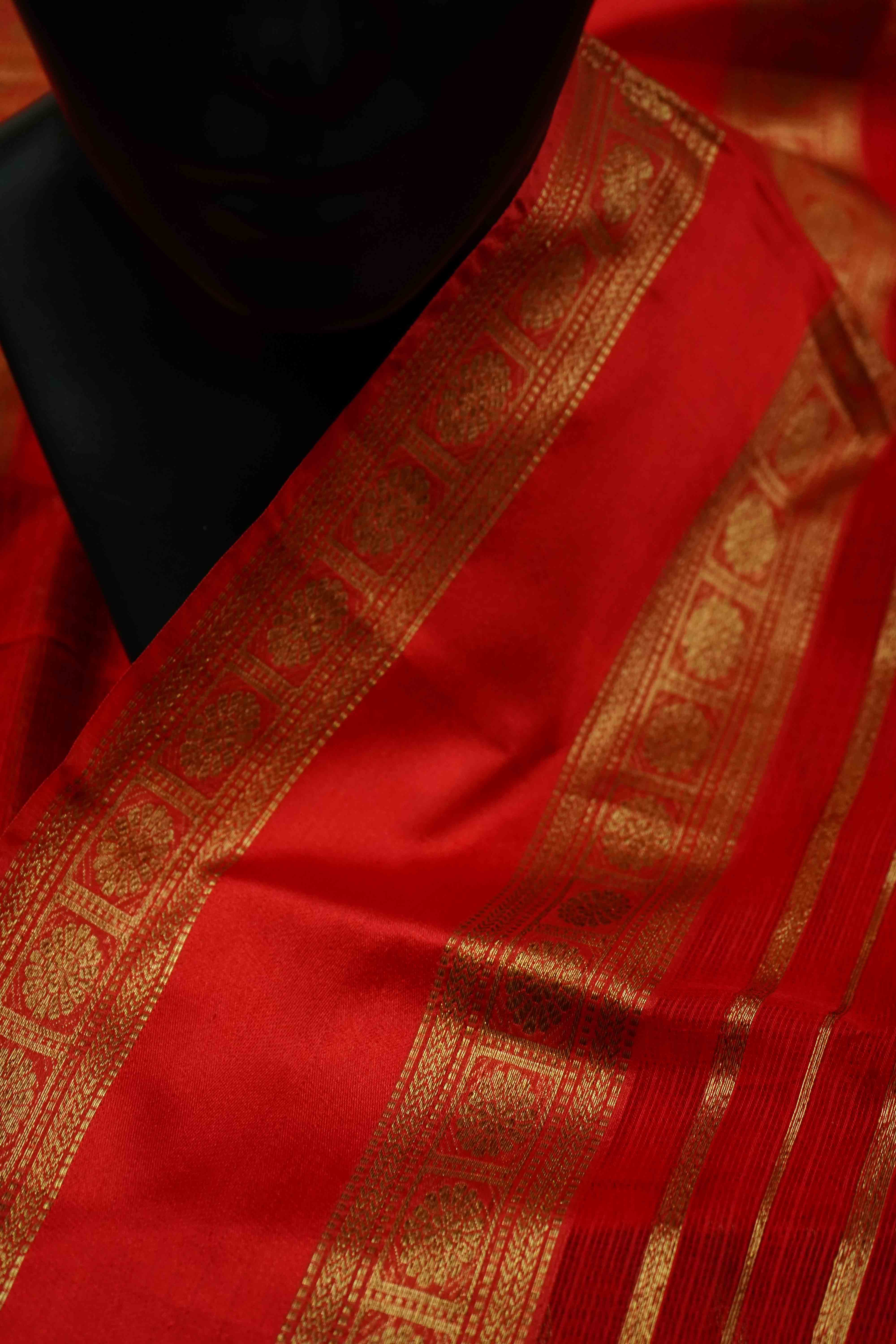 DEEP CARAMINE RED KOTA SILK SAREE - Queens Jewel Emporium