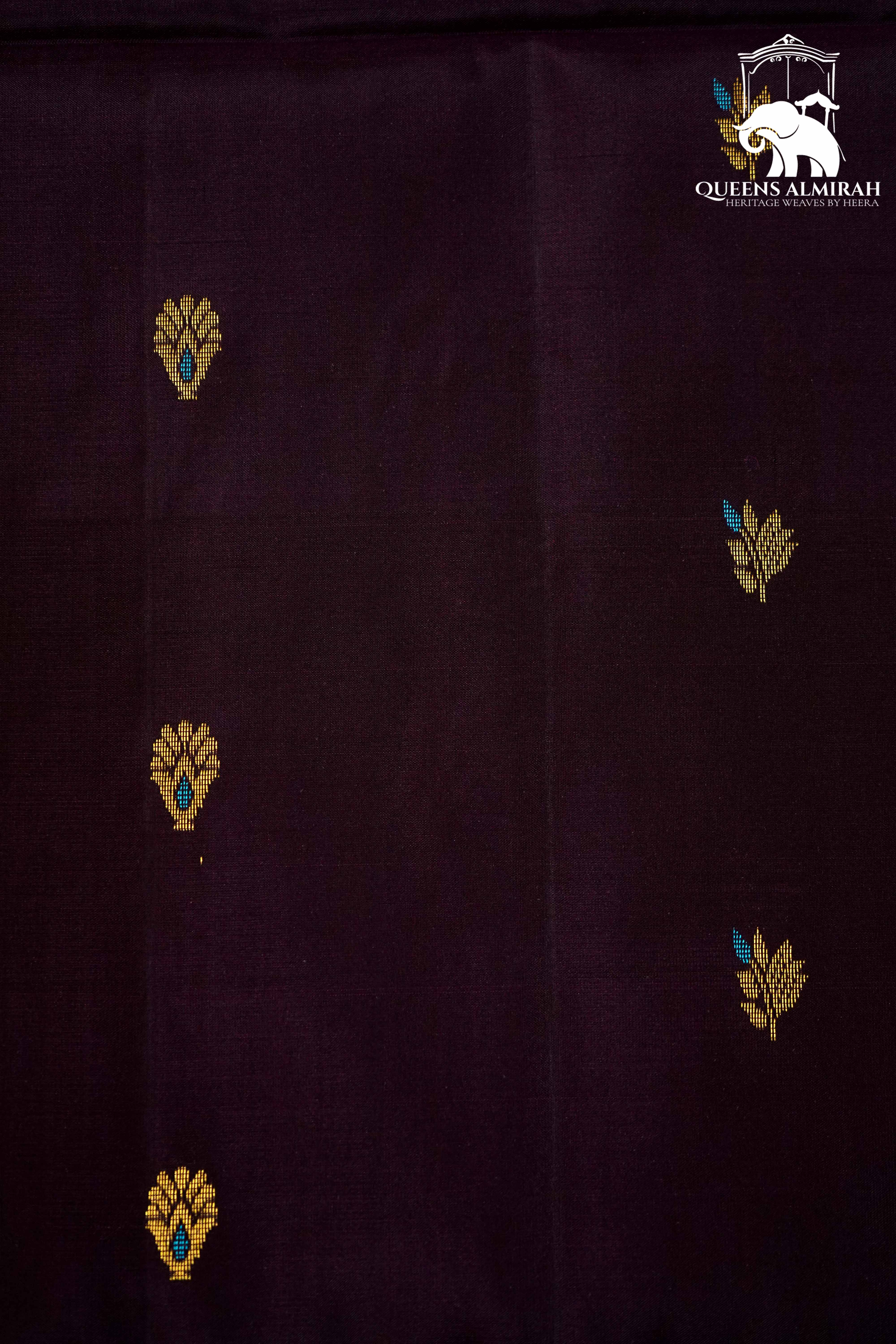 DEEP COFFEE BROWN WITH GOLD BORDER SOFT SILK SAREE - Queens Jewel Emporium