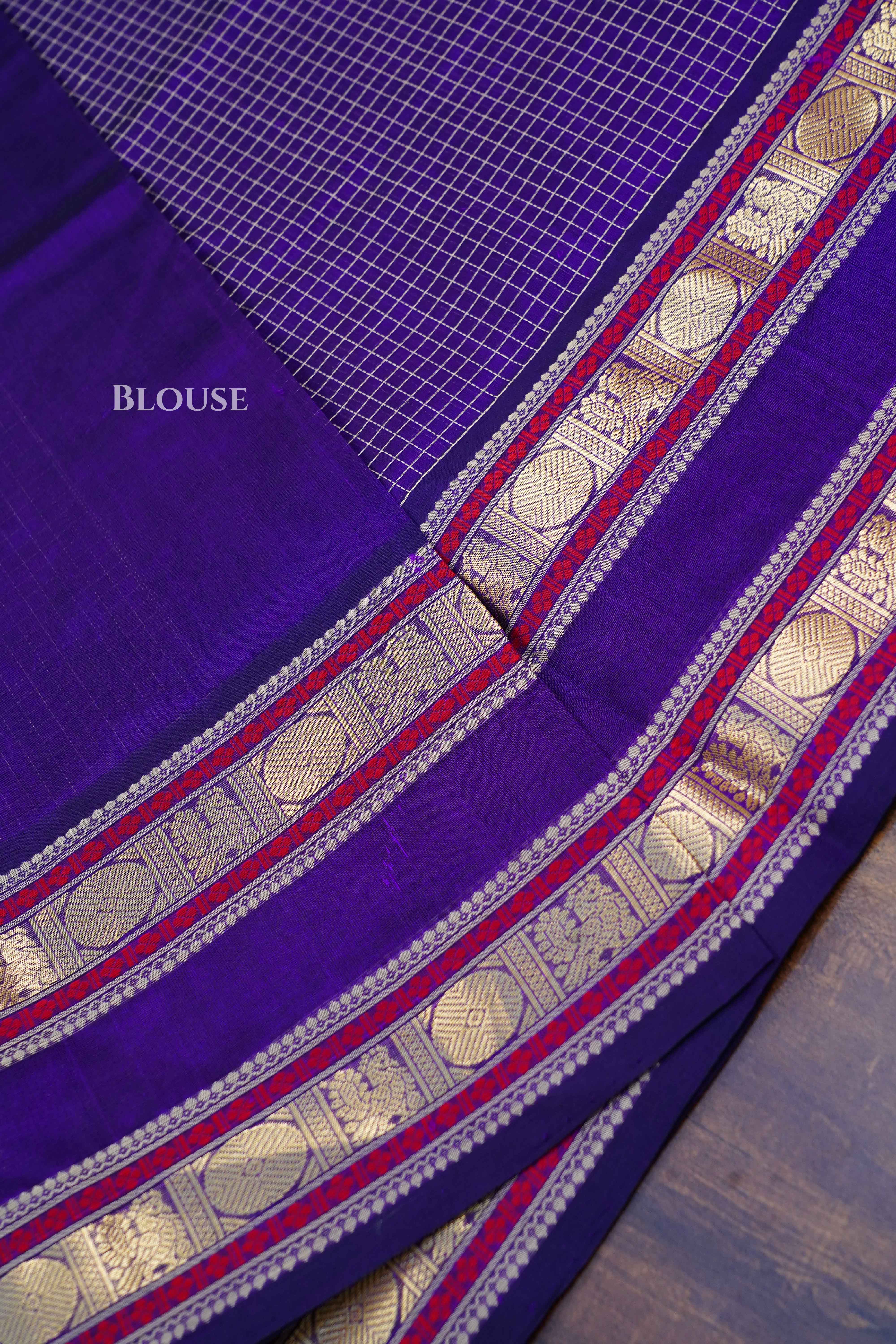 Deep Purple-Karaikudi Chettinad Silk Cotton Saree QUEENS ALMIRAH