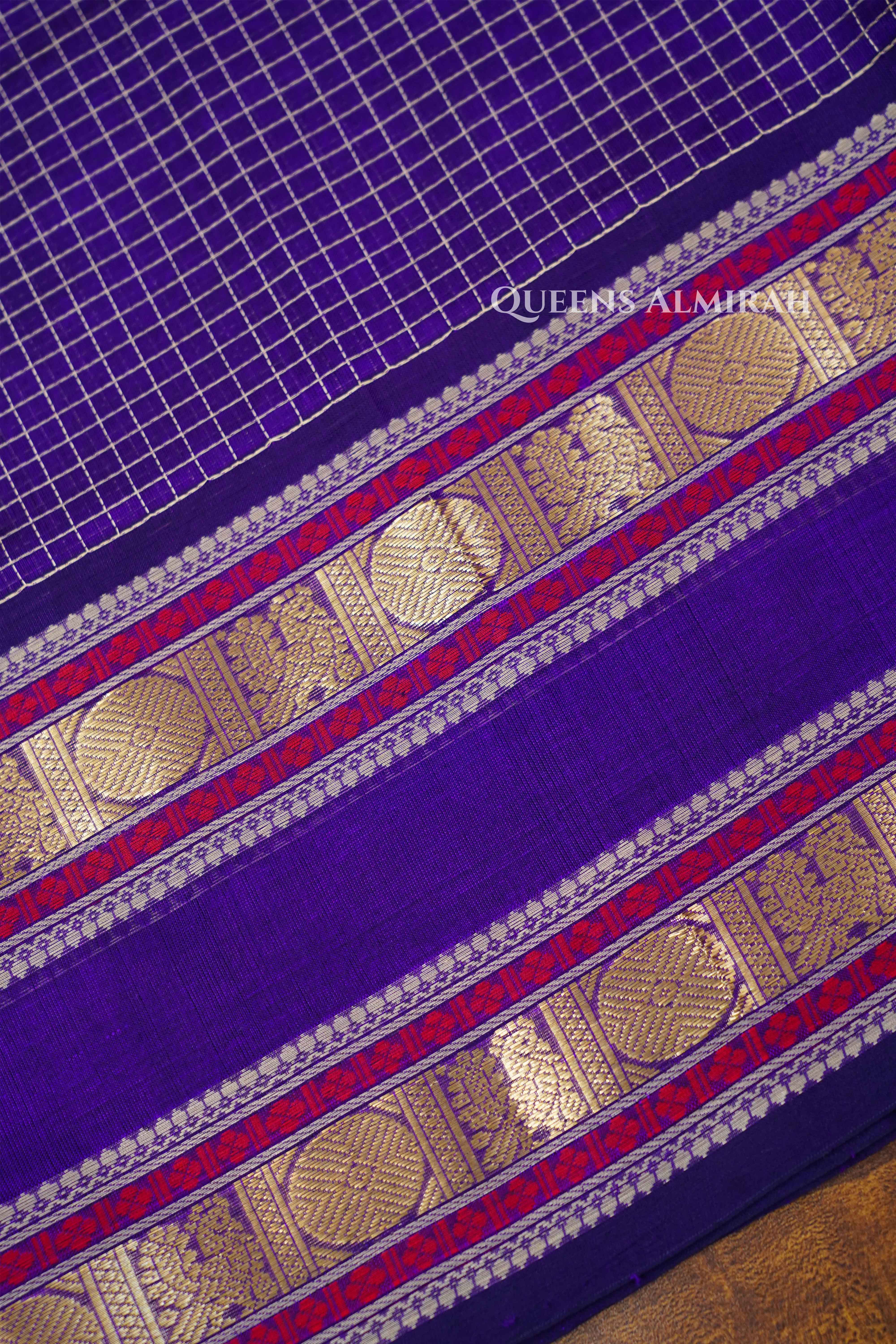 Deep Purple-Karaikudi Chettinad Silk Cotton Saree QUEENS ALMIRAH