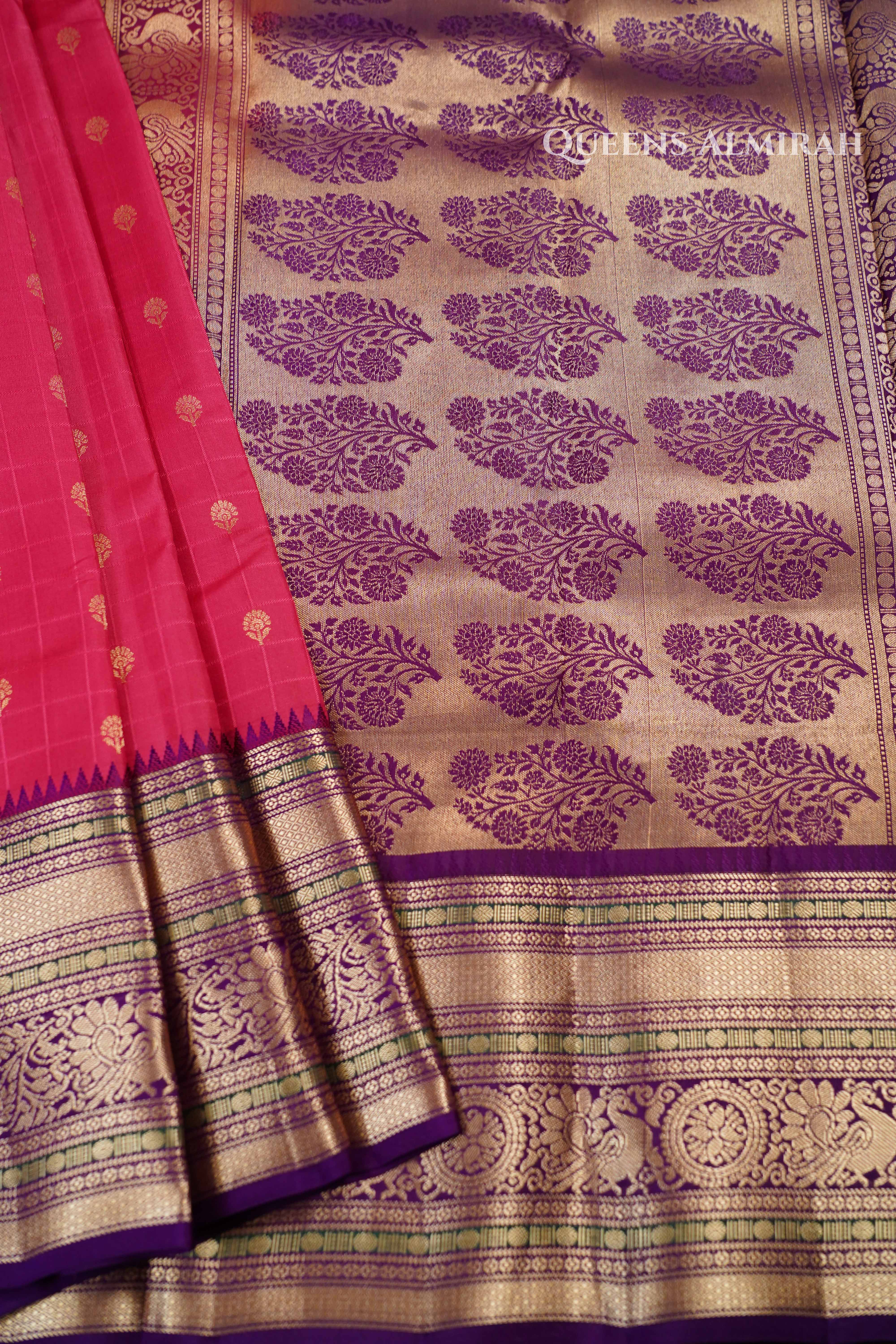 Dragon Pink Pure Kanchivaram Silk Saree QUEENS ALMIRAH