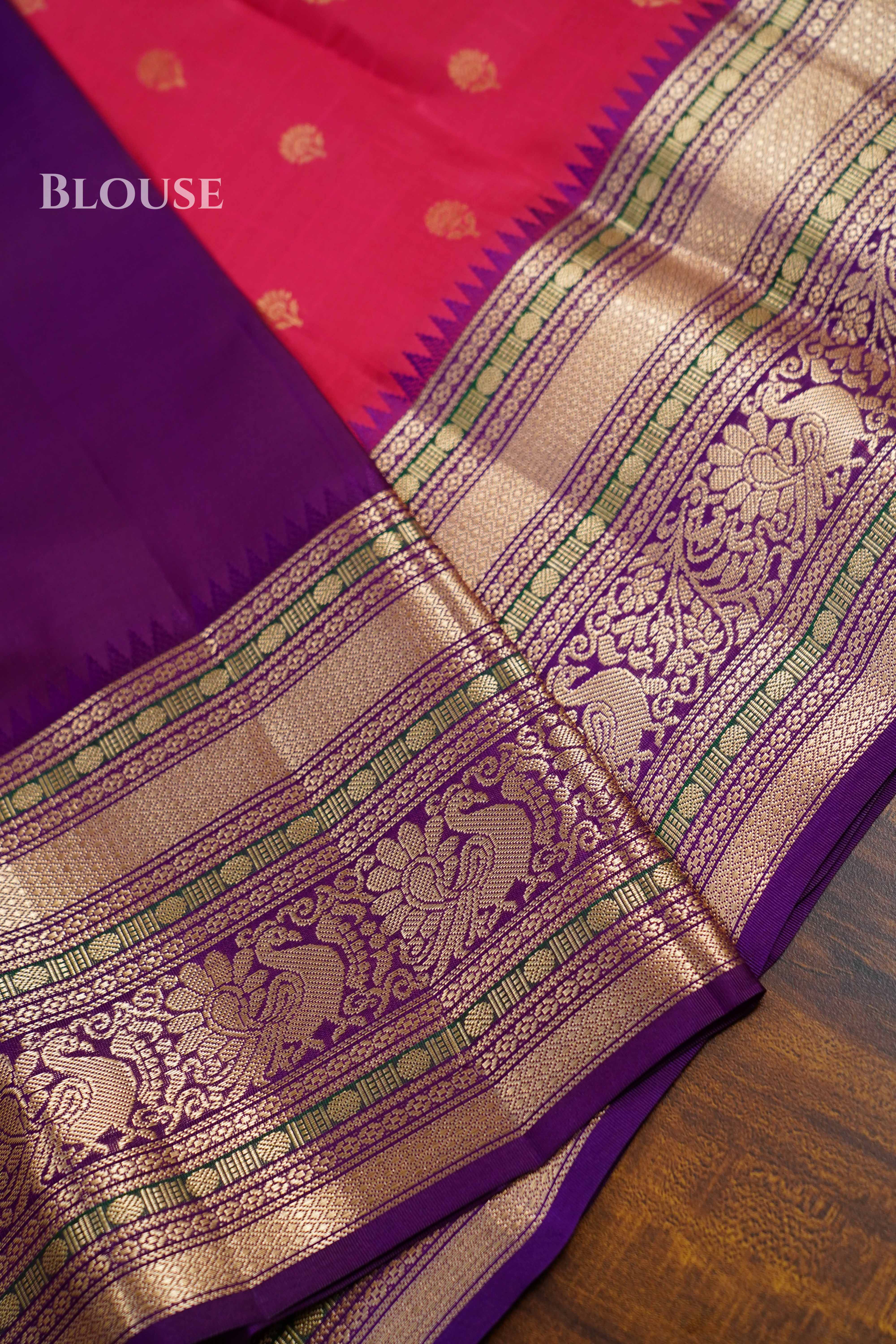 Dragon Pink Pure Kanchivaram Silk Saree QUEENS ALMIRAH