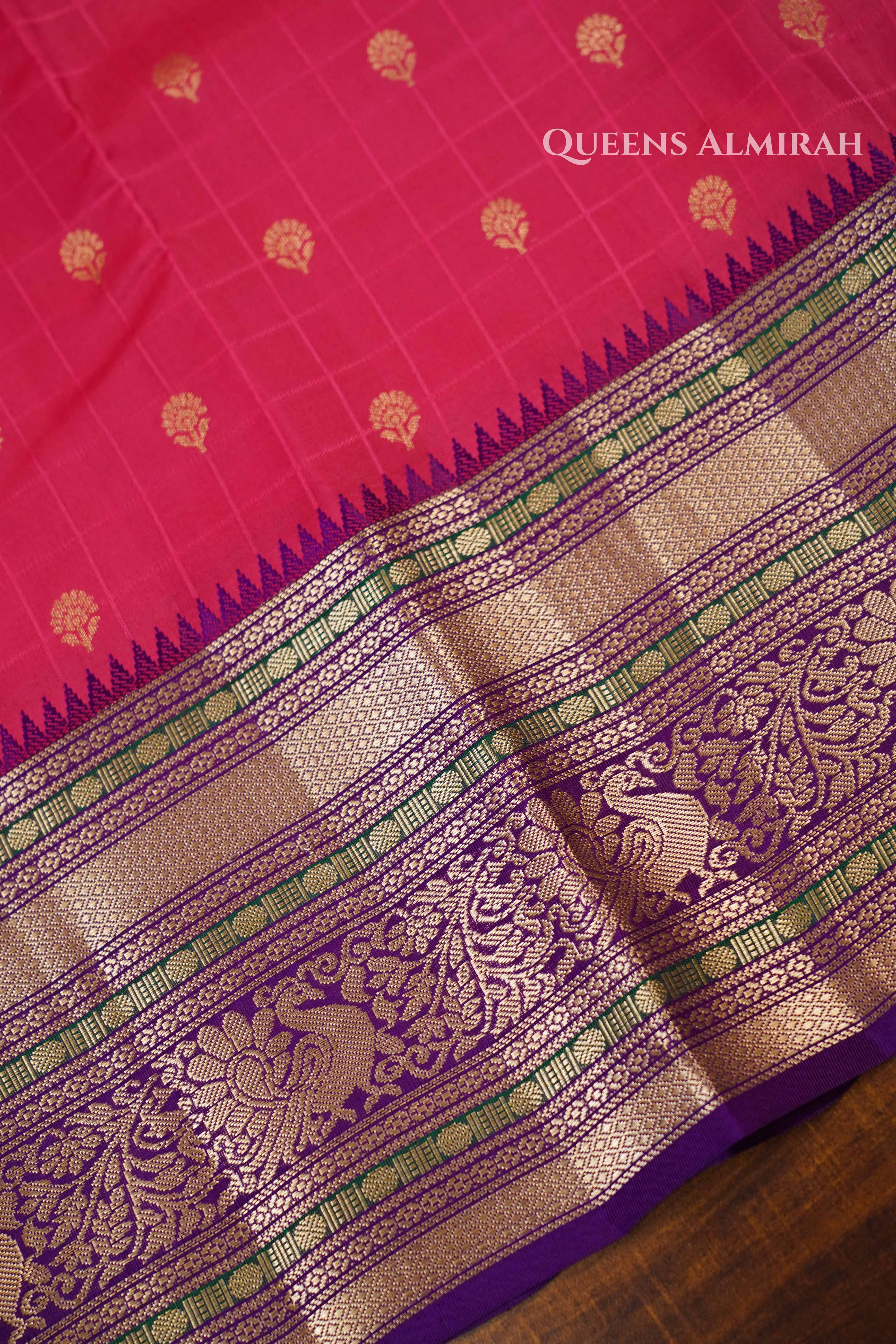 Dragon Pink Pure Kanchivaram Silk Saree QUEENS ALMIRAH