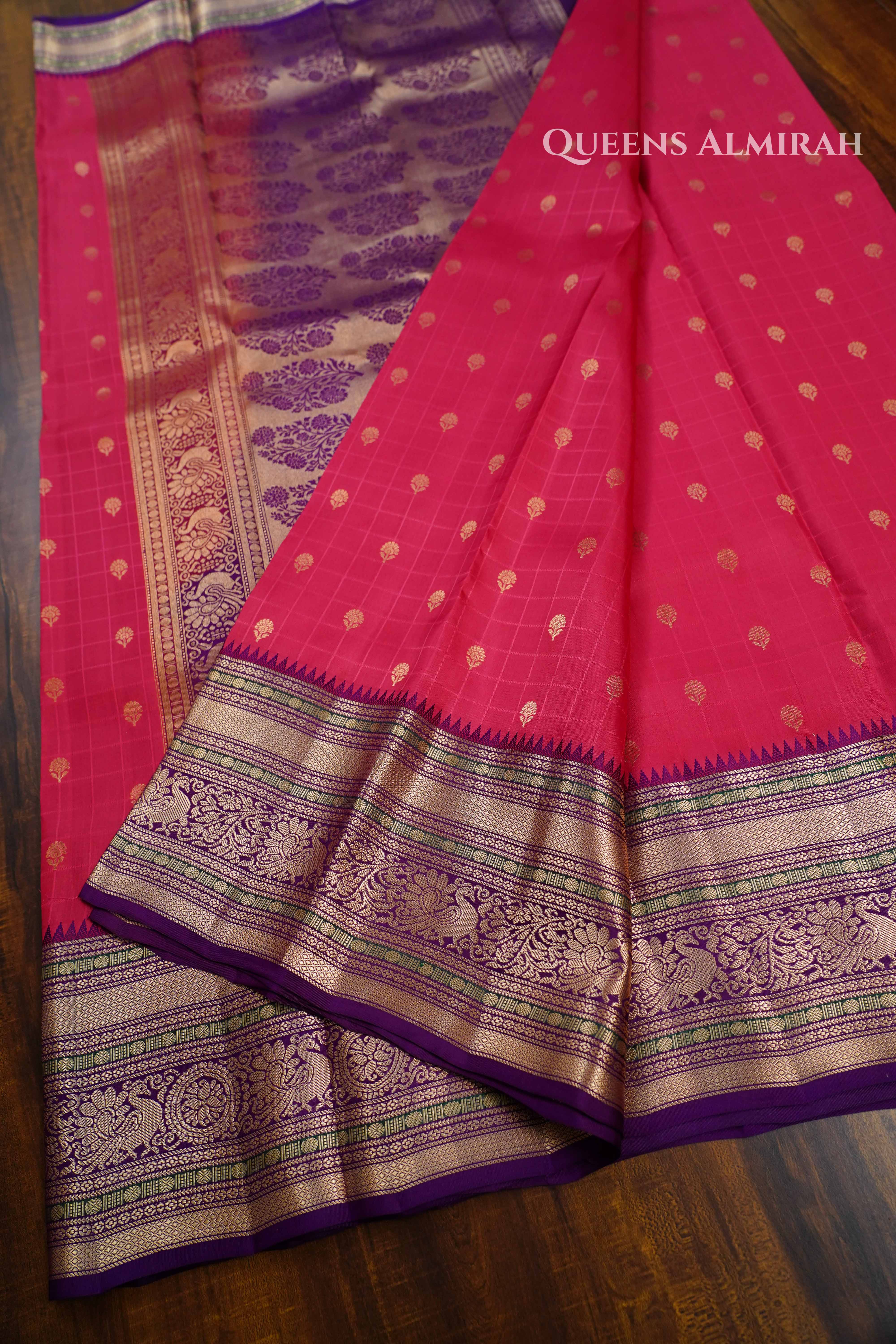 Dragon Pink Pure Kanchivaram Silk Saree QUEENS ALMIRAH