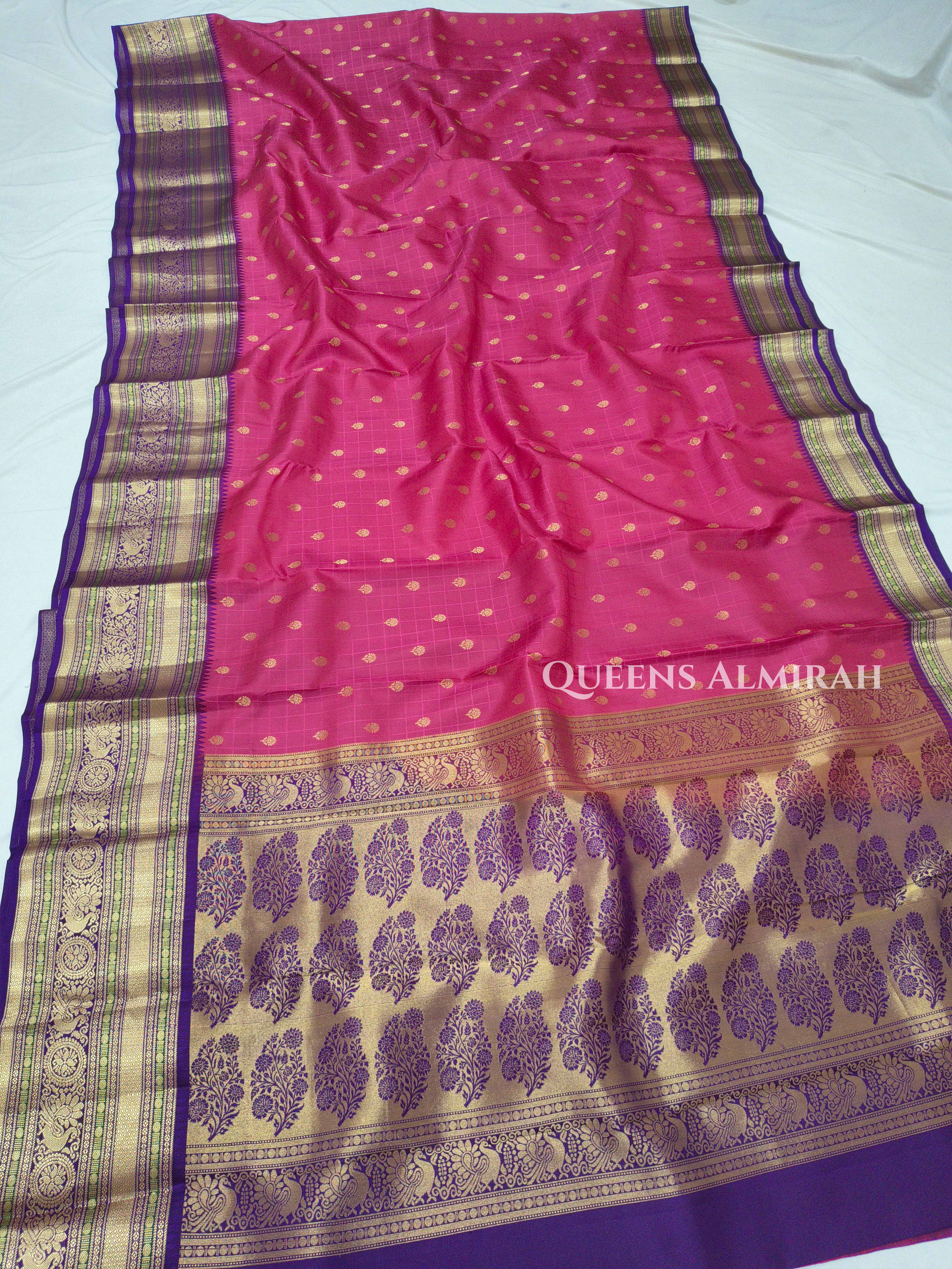 Dragon Pink Pure Kanchivaram Silk Saree QUEENS ALMIRAH