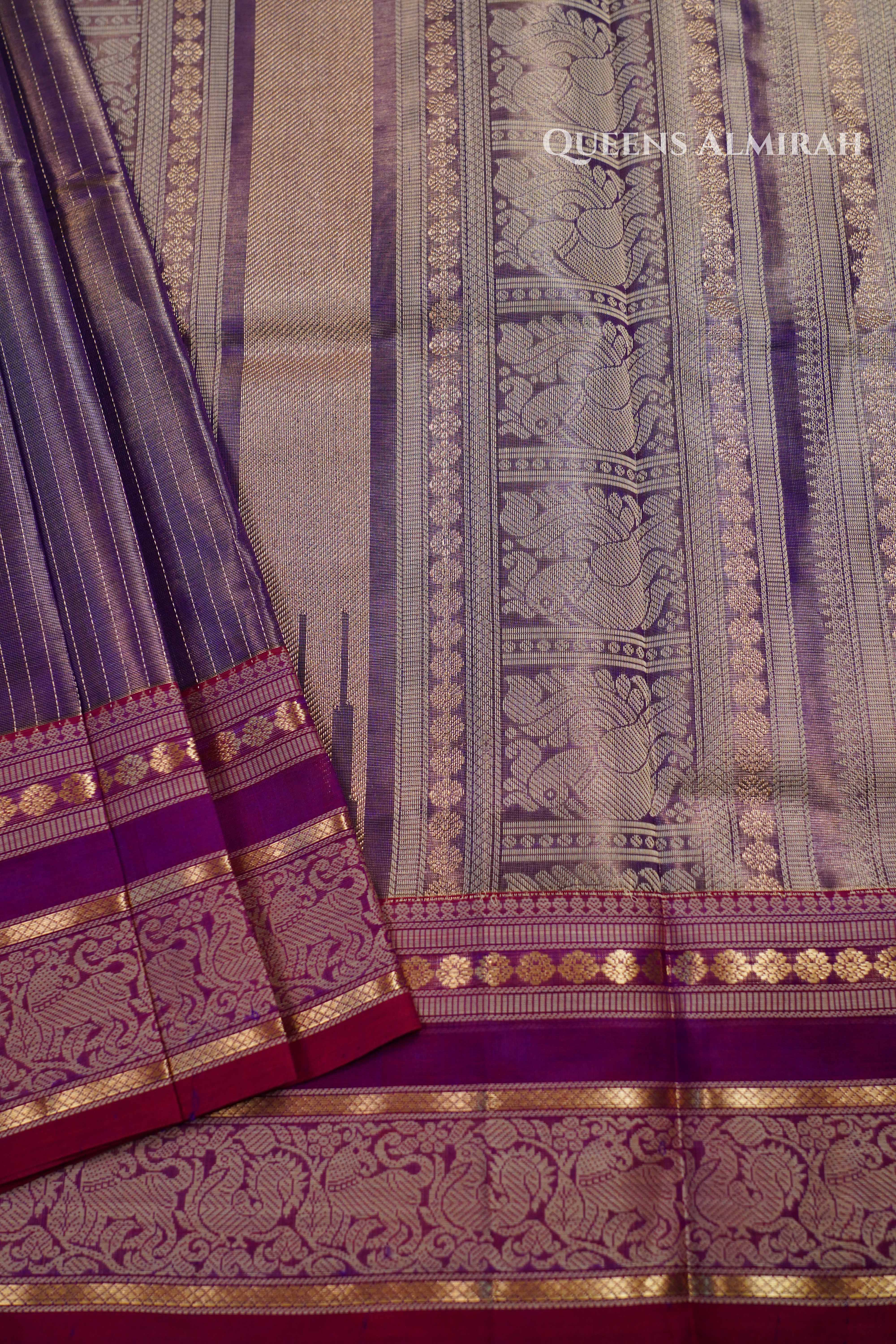 `Duale Shade Of Lavender Pure Kanchi Silk CottonSaree QUEENS ALMIRAH