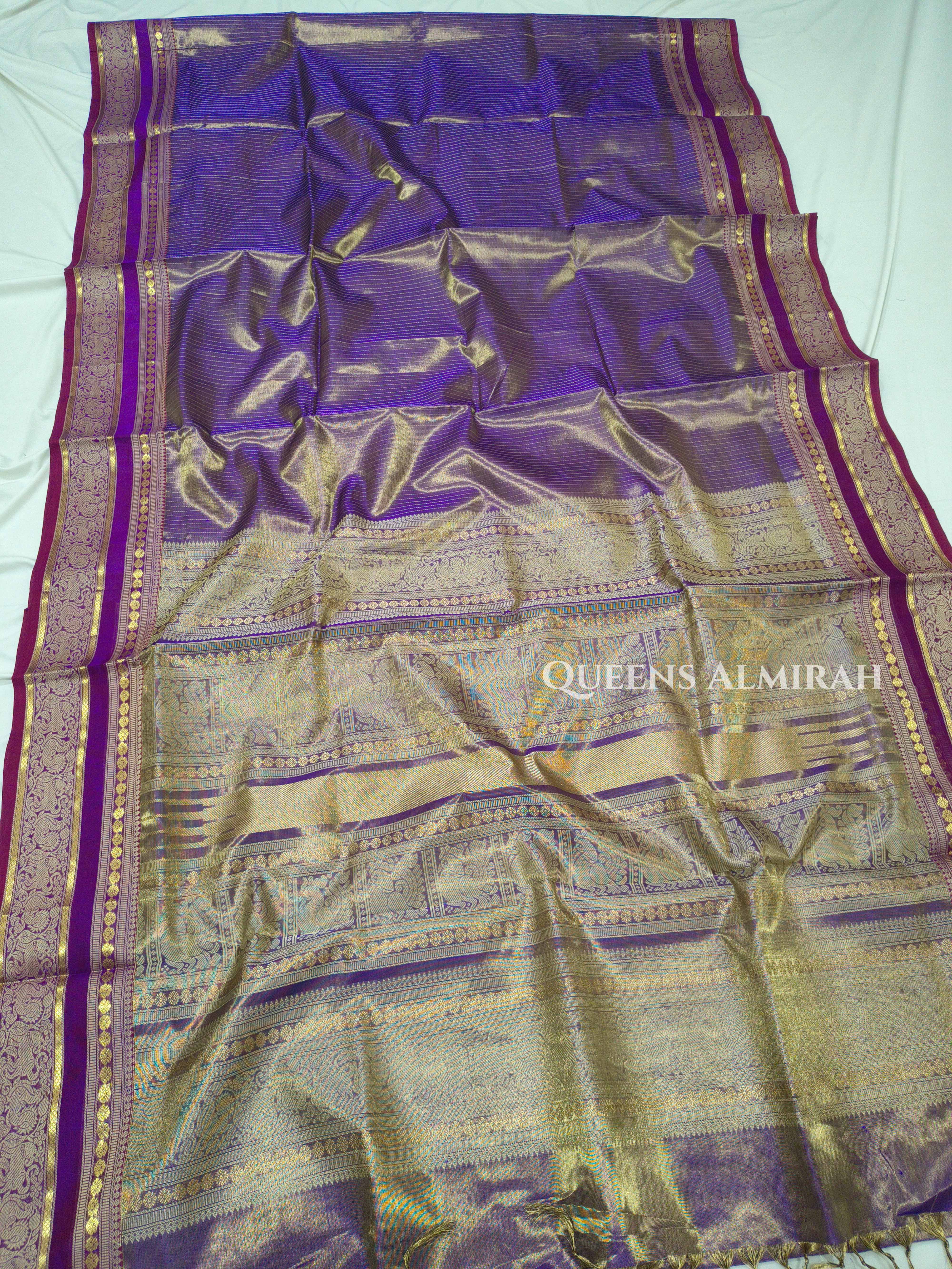 `Duale Shade Of Lavender Pure Kanchi Silk CottonSaree QUEENS ALMIRAH