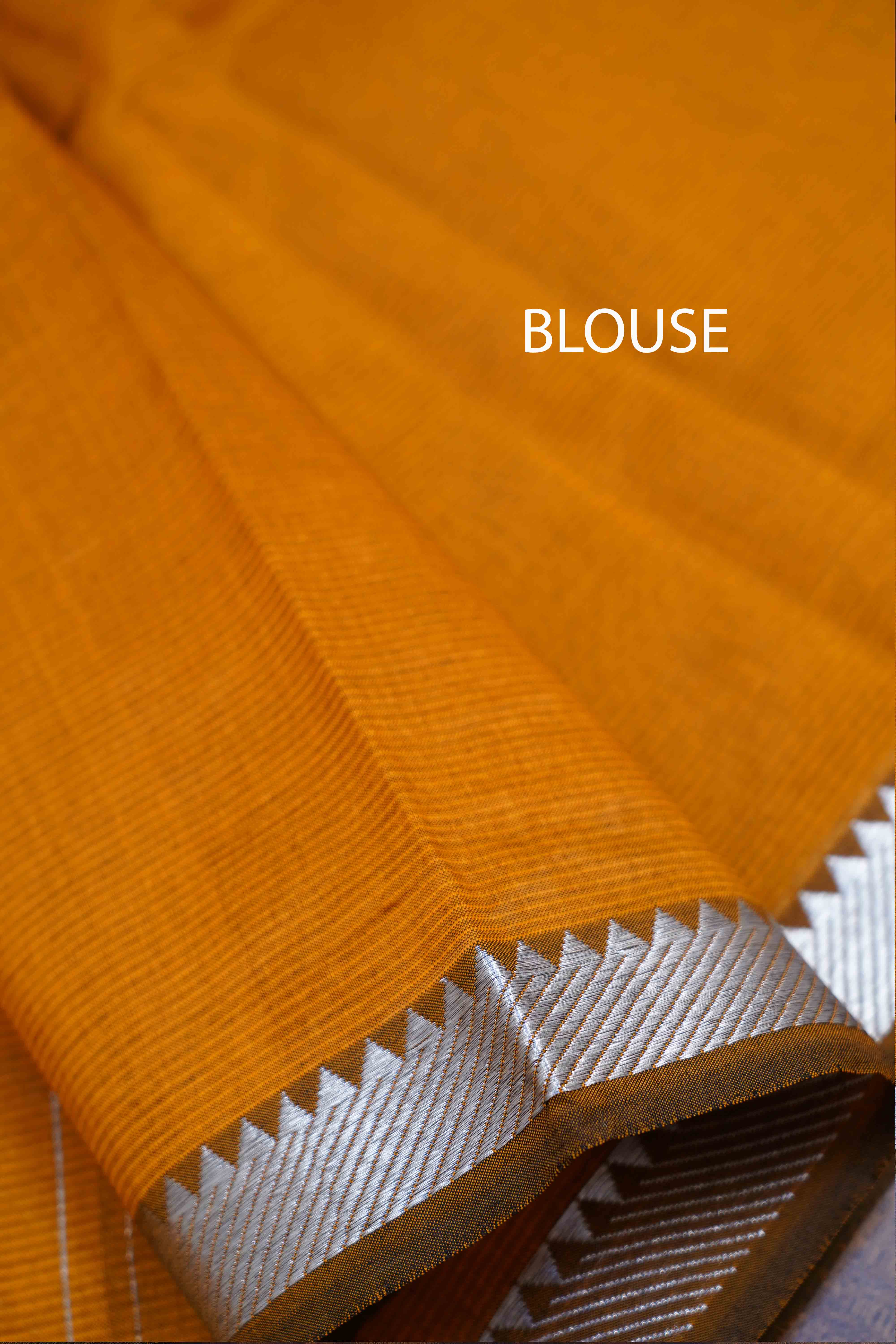 DULL ORANGE WITH SILVER ZARI BORDER  MANGALGIRI SAREE - Queens Jewel Emporium