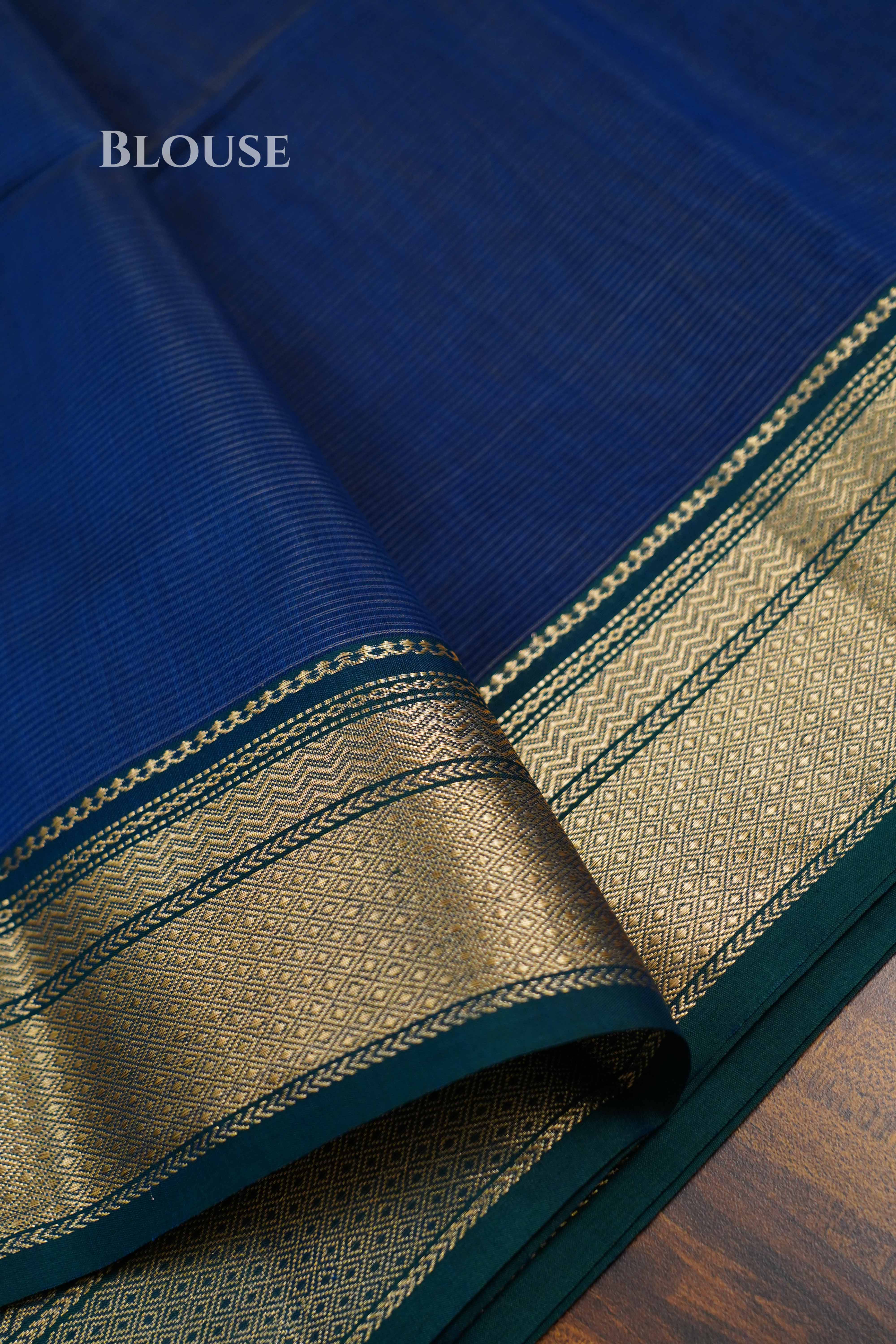 Dusky Blue Maheshwari Silk Cotton Saree QUEENS ALMIRAH