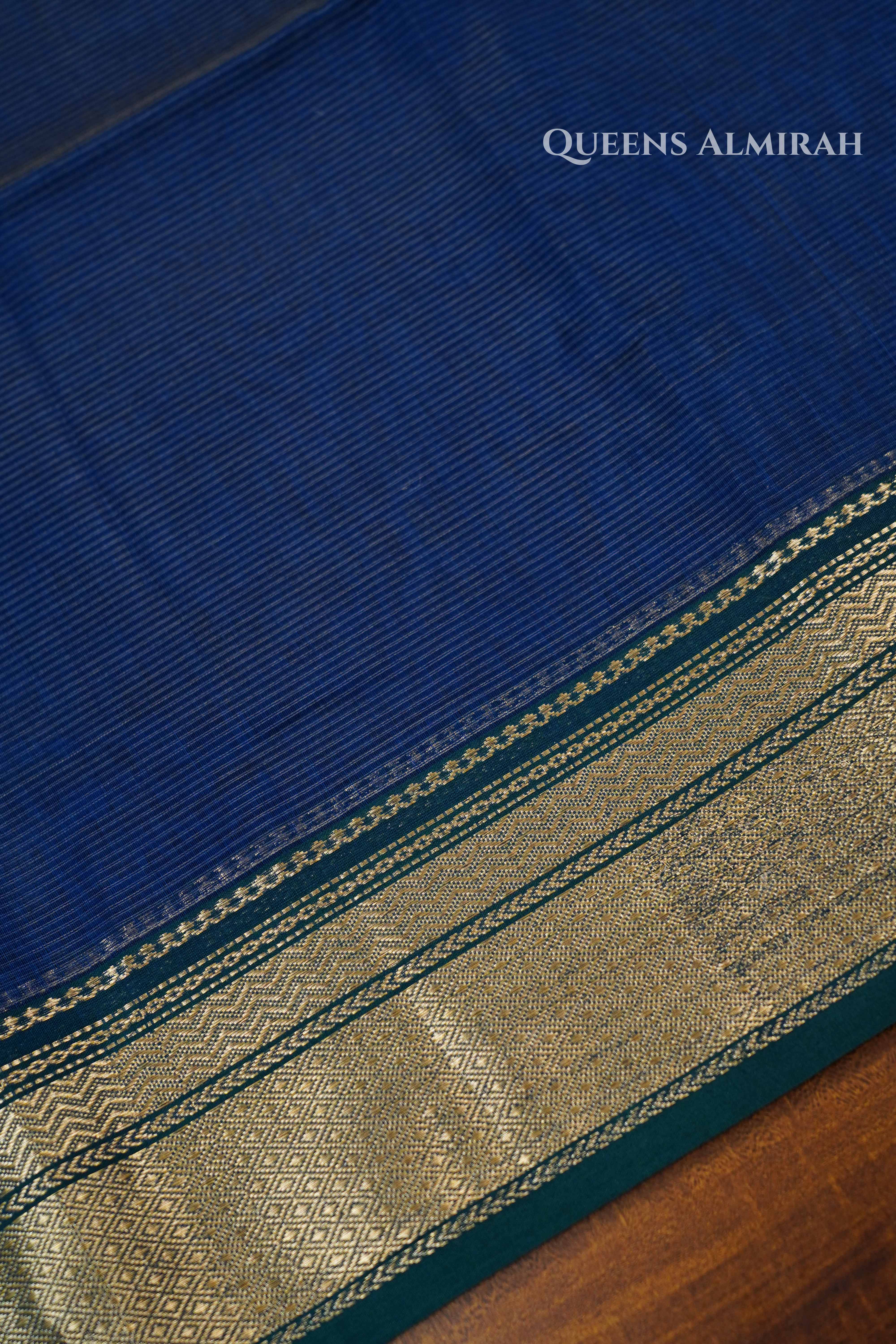 Dusky Blue Maheshwari Silk Cotton Saree QUEENS ALMIRAH