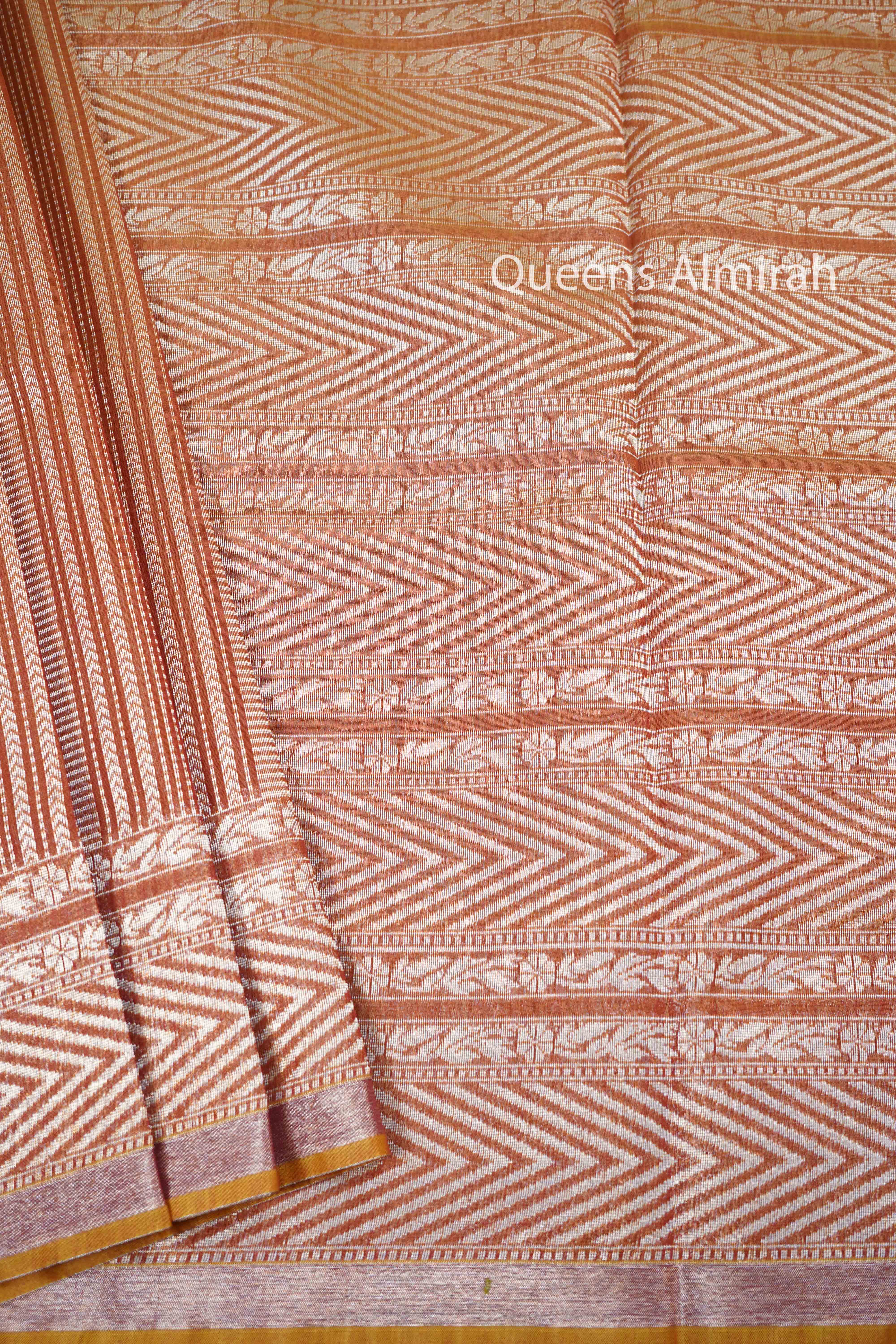DUSKY BROWN PURE SILK COTTON SAREE - Queens Jewel Emporium