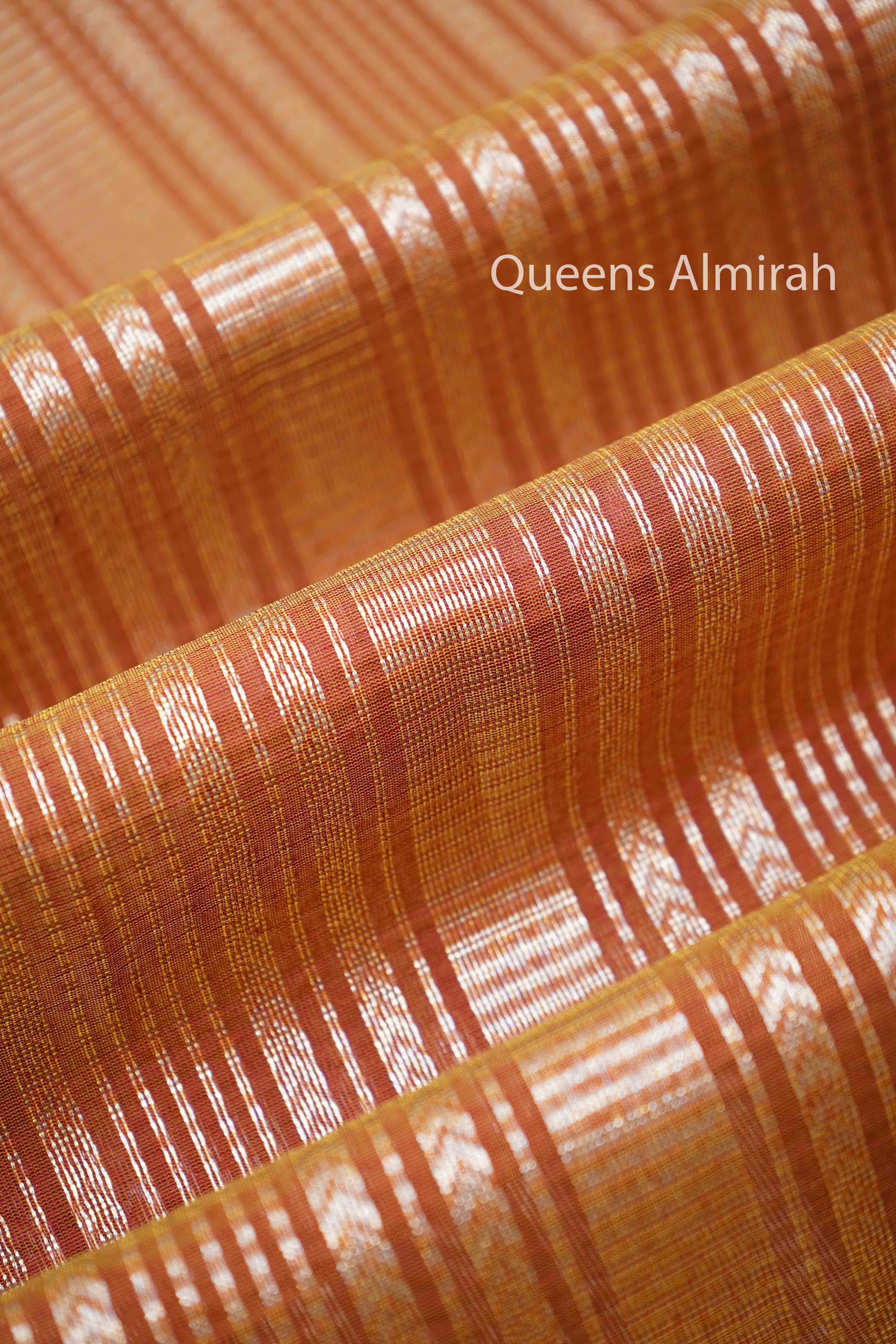 DUSKY BROWN PURE SILK COTTON SAREE - Queens Jewel Emporium