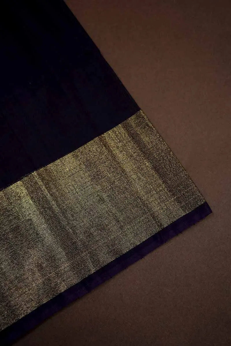 PURE SILK COTTON SAREE - DUSKY GREEN WITH WINE - Queens Jewel Emporium