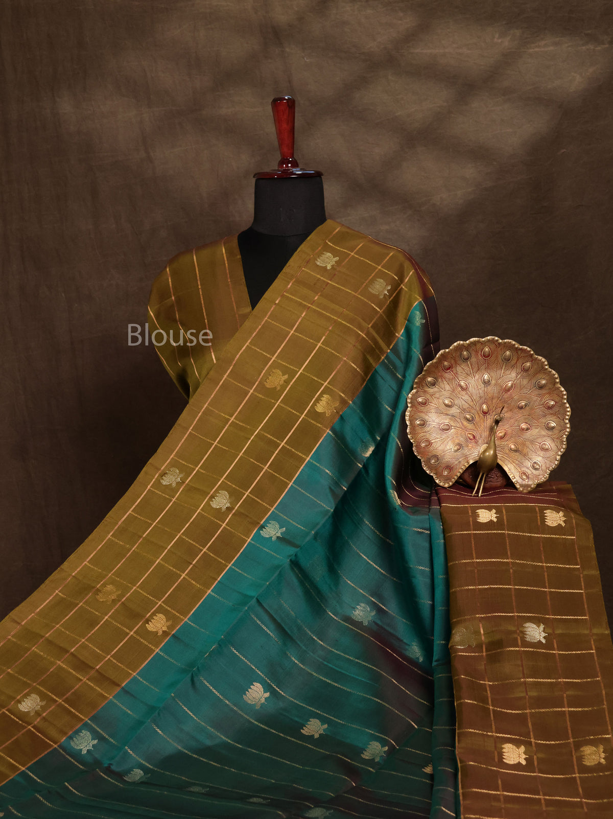 Sea Blue With Green Pure Soft Silk Saree
