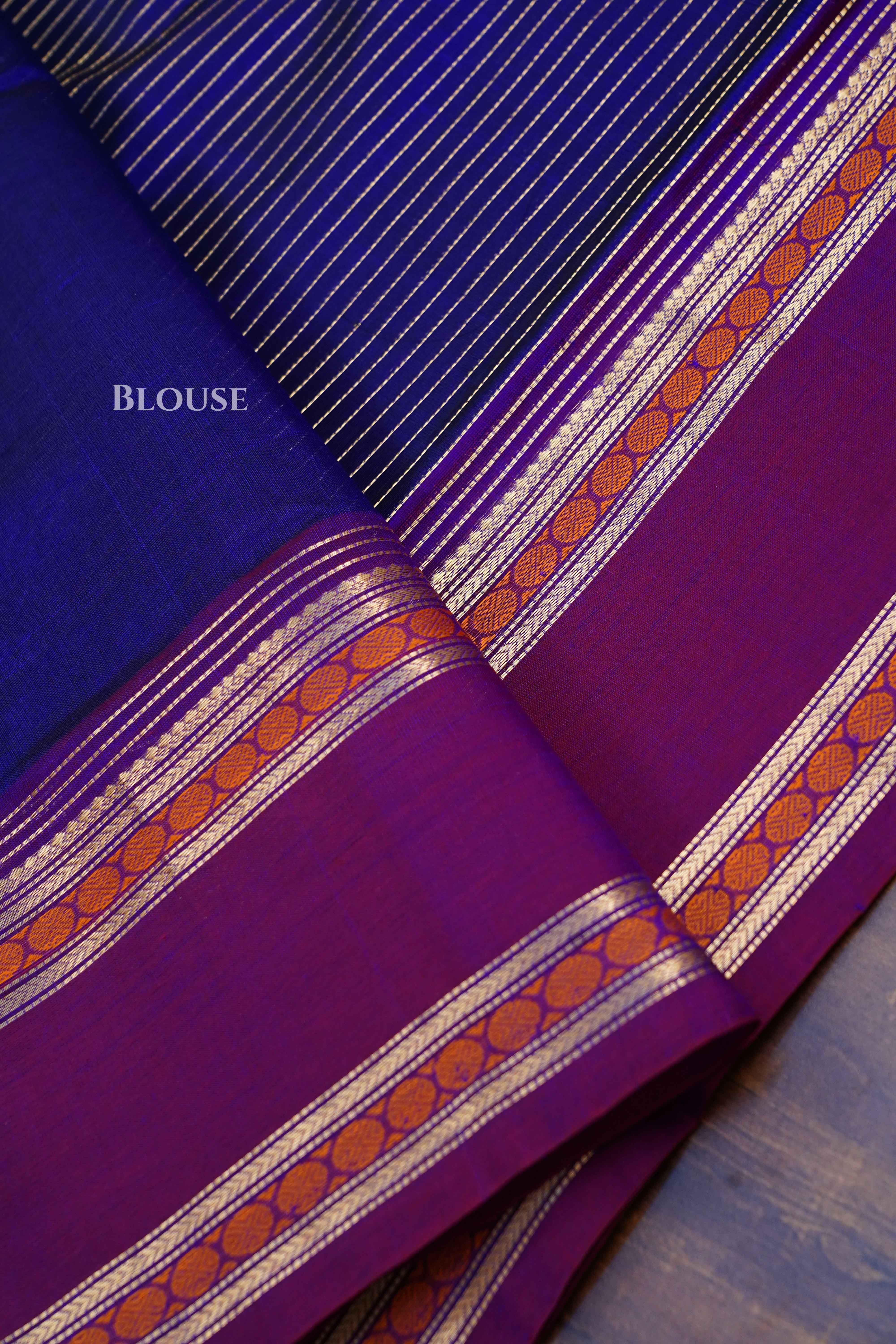 Eggplant Purple -Karaikudi Chettinad Silk Cotton Saree QUEENS ALMIRAH