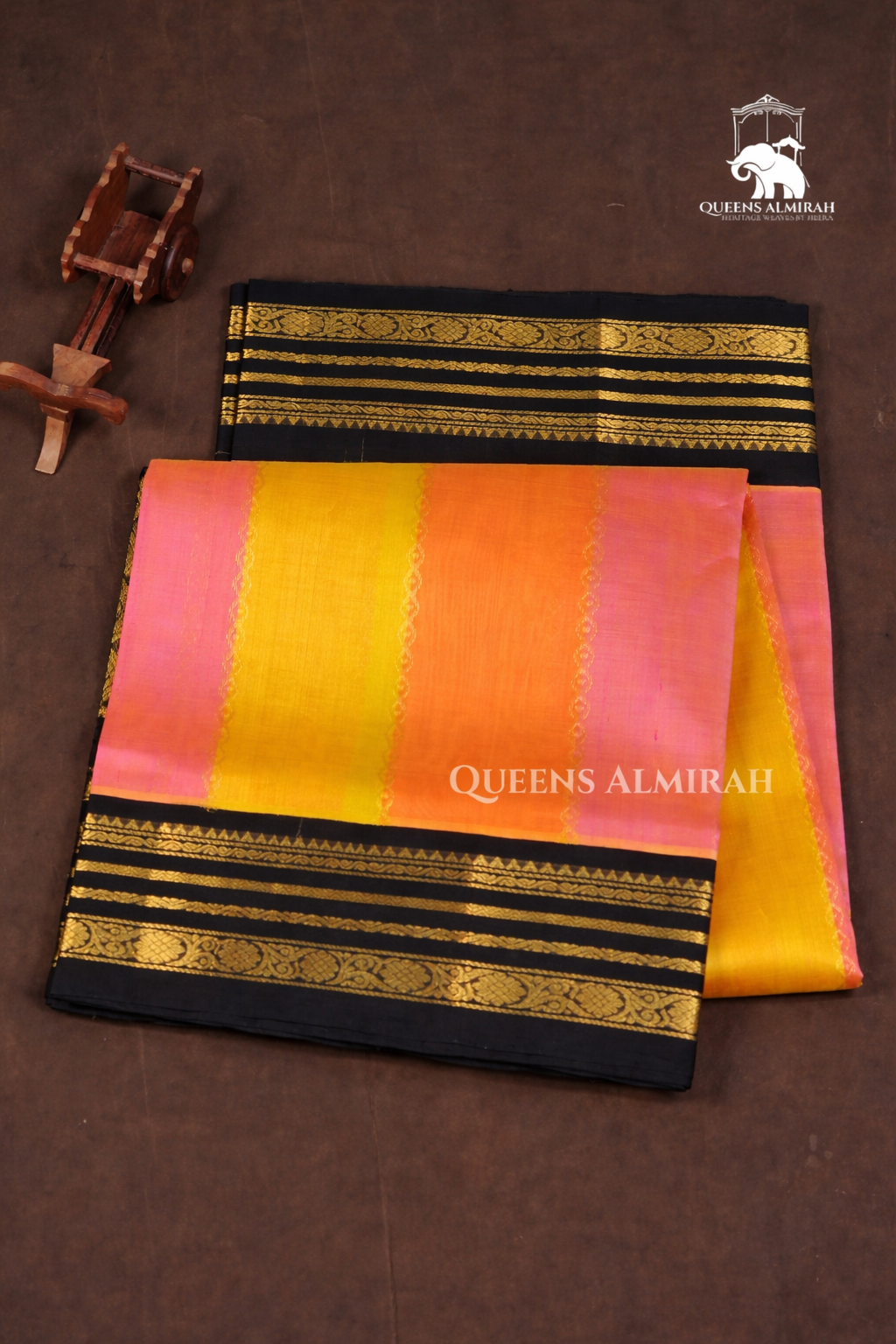Multi Color With Black Varisapet Border Pure Silk Cotton Saree