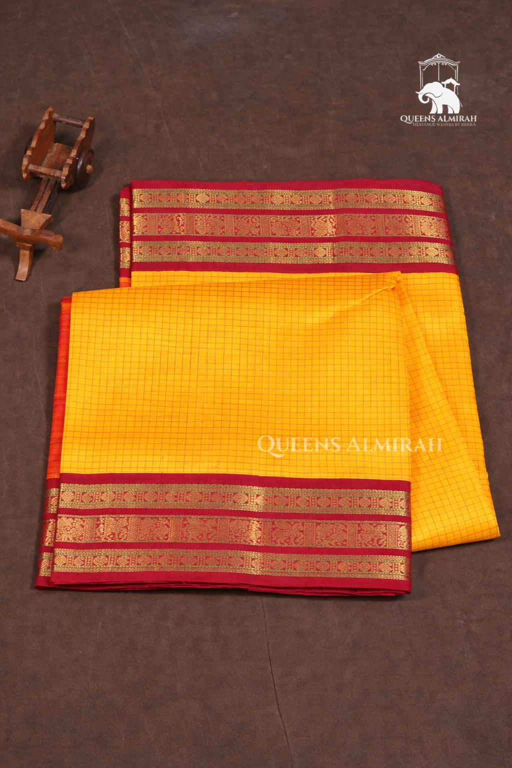 Yellow Kattam With Red Varisapet Border Pure Silk Cotton Saree