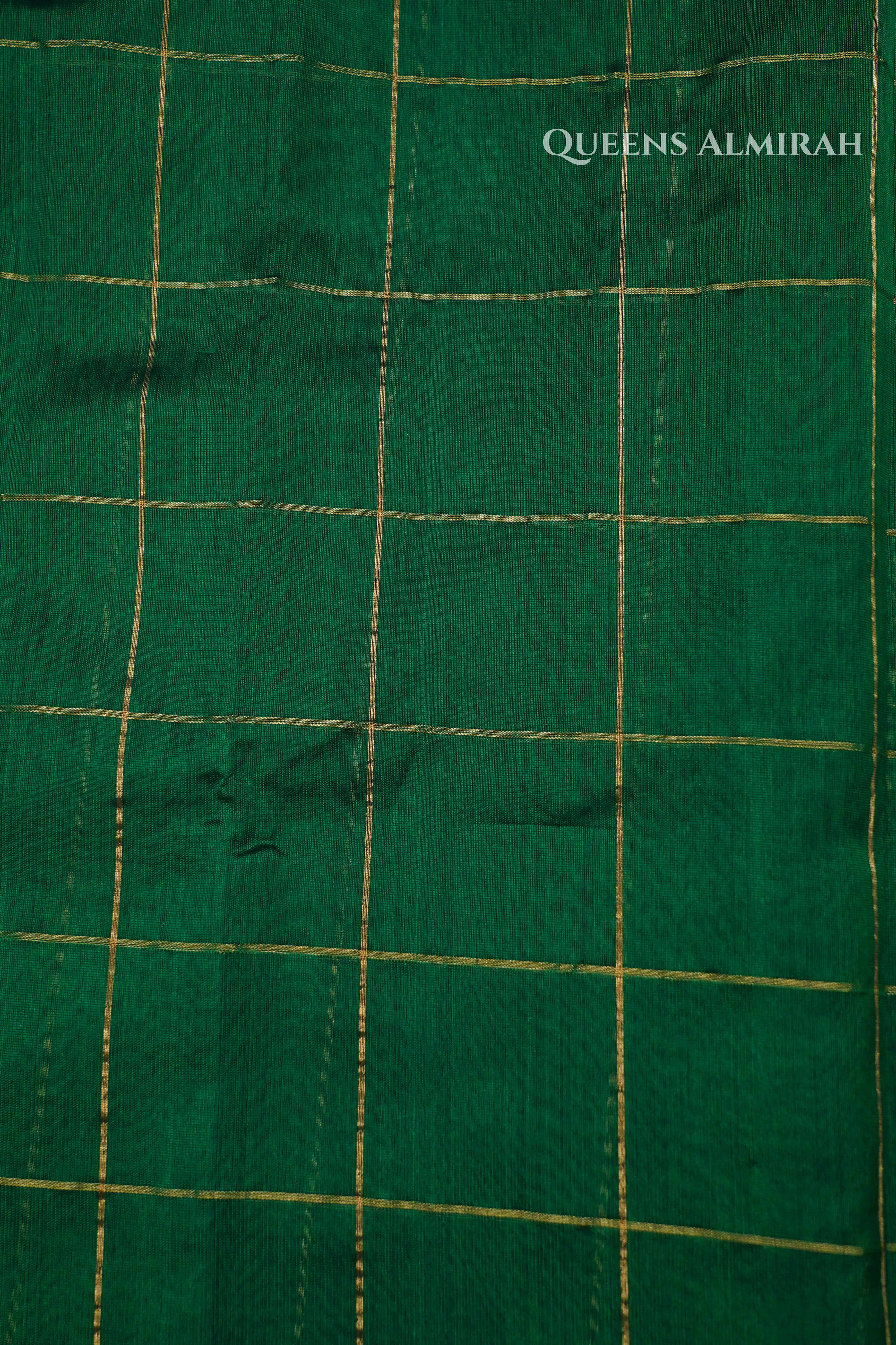 Emerald Green Handloom Chanderi Silk Saree QUEENS ALMIRAH