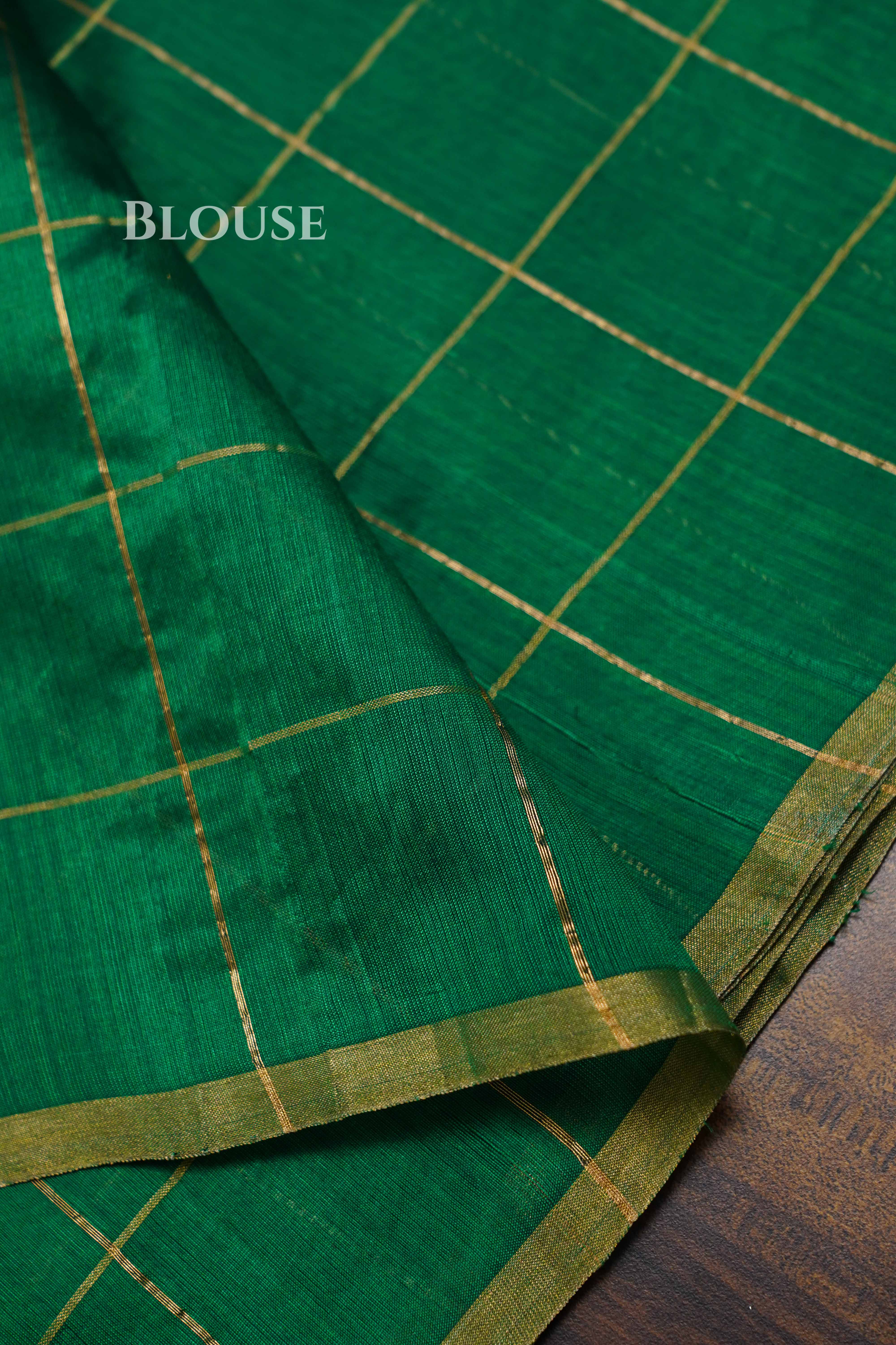 Emerald Green Handloom Chanderi Silk Saree QUEENS ALMIRAH