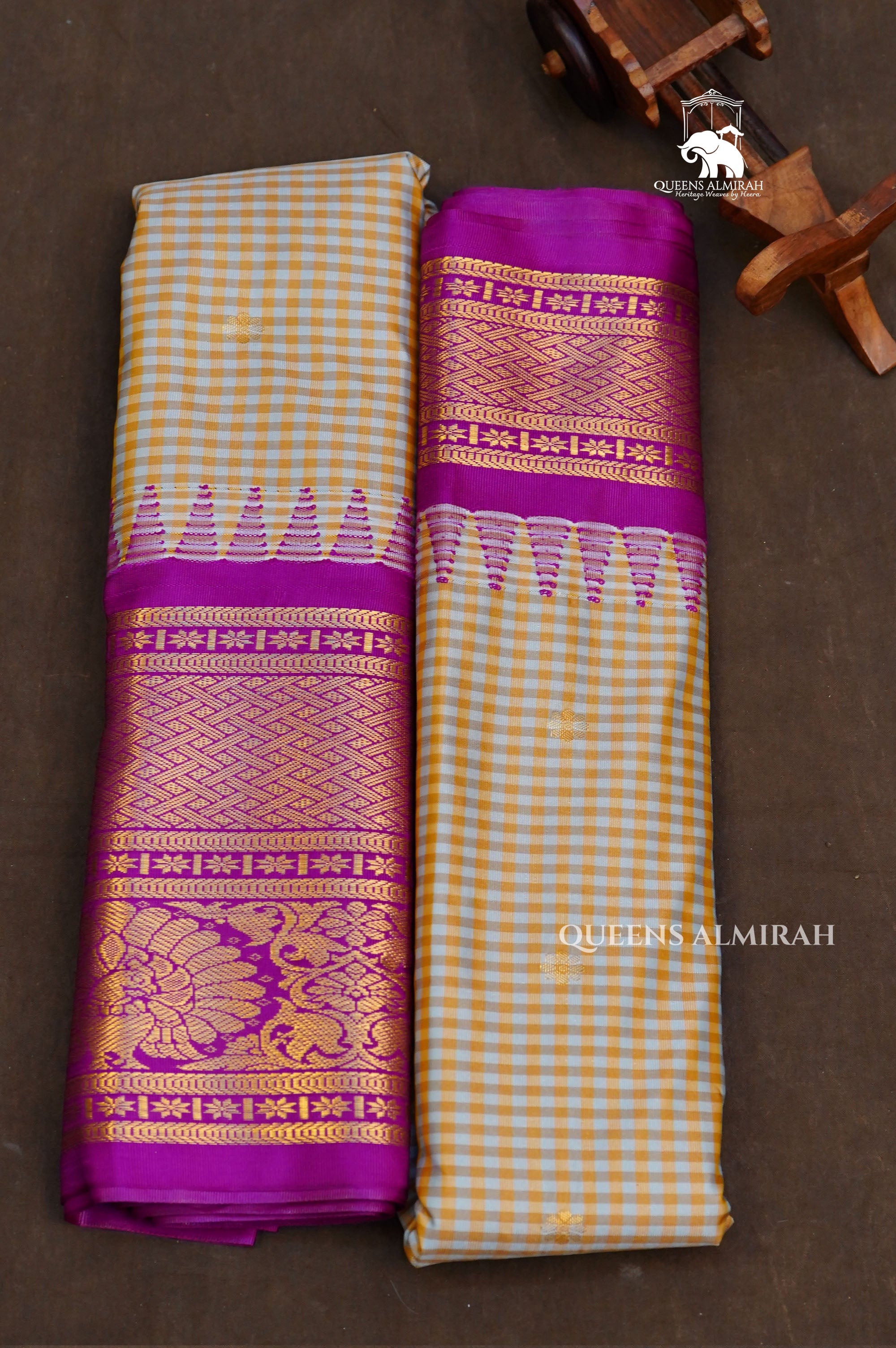 Pastel Yellow Kattam With Pink Semi Gadwal Silk Saree