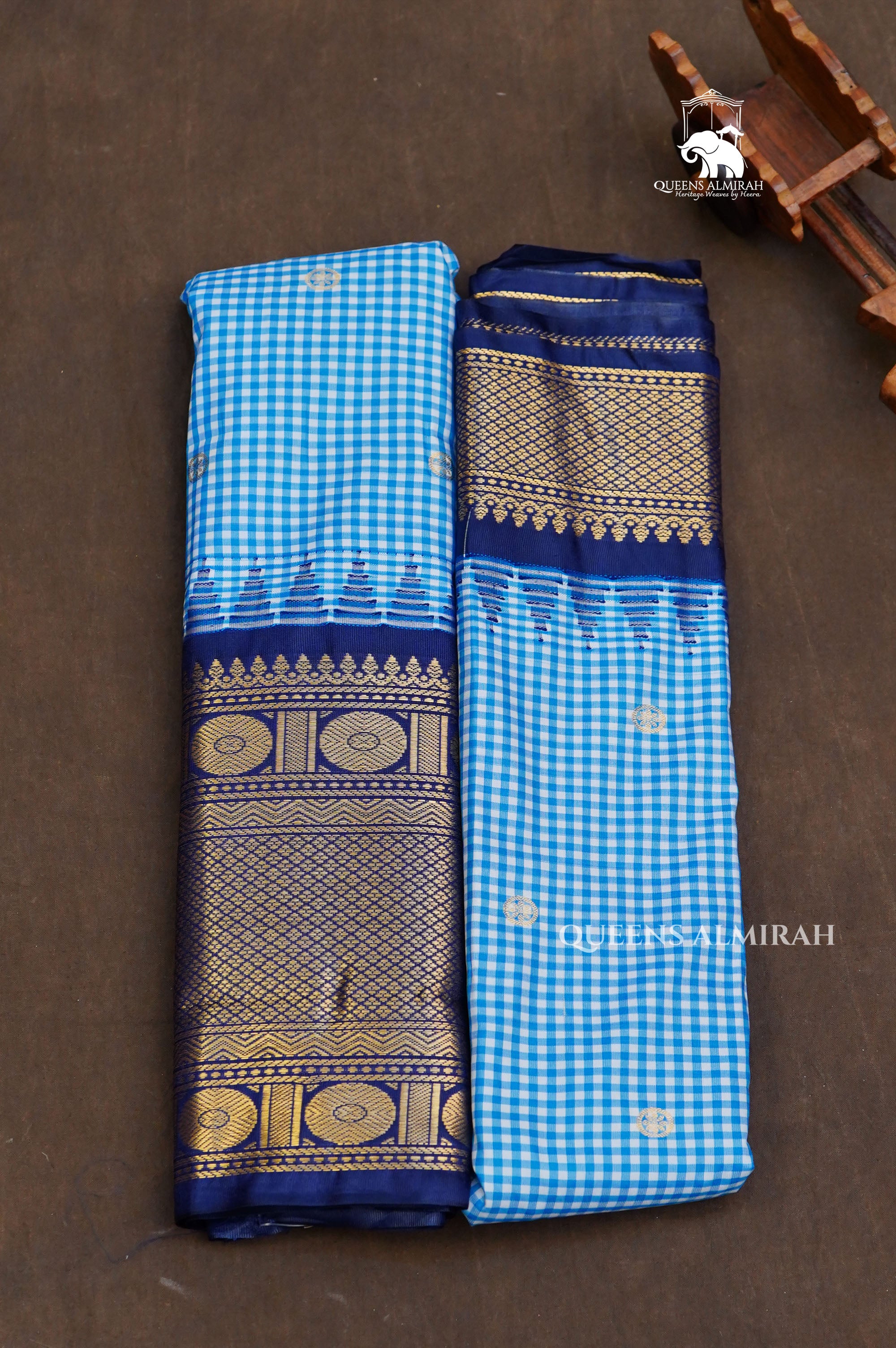 Blue Kattam Semi Gadwal Silk Saree