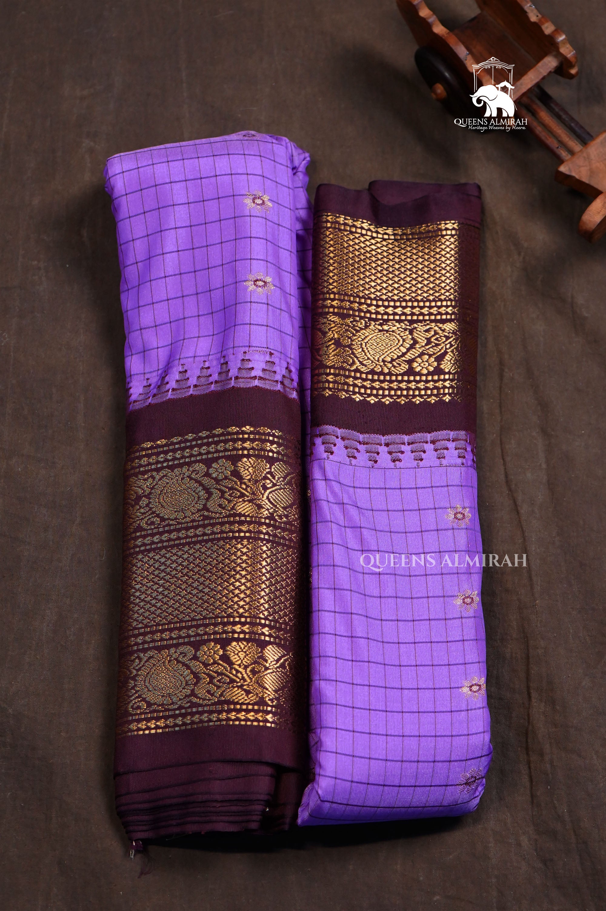 Lavender Kattam Semi Gadwal Silk Saree