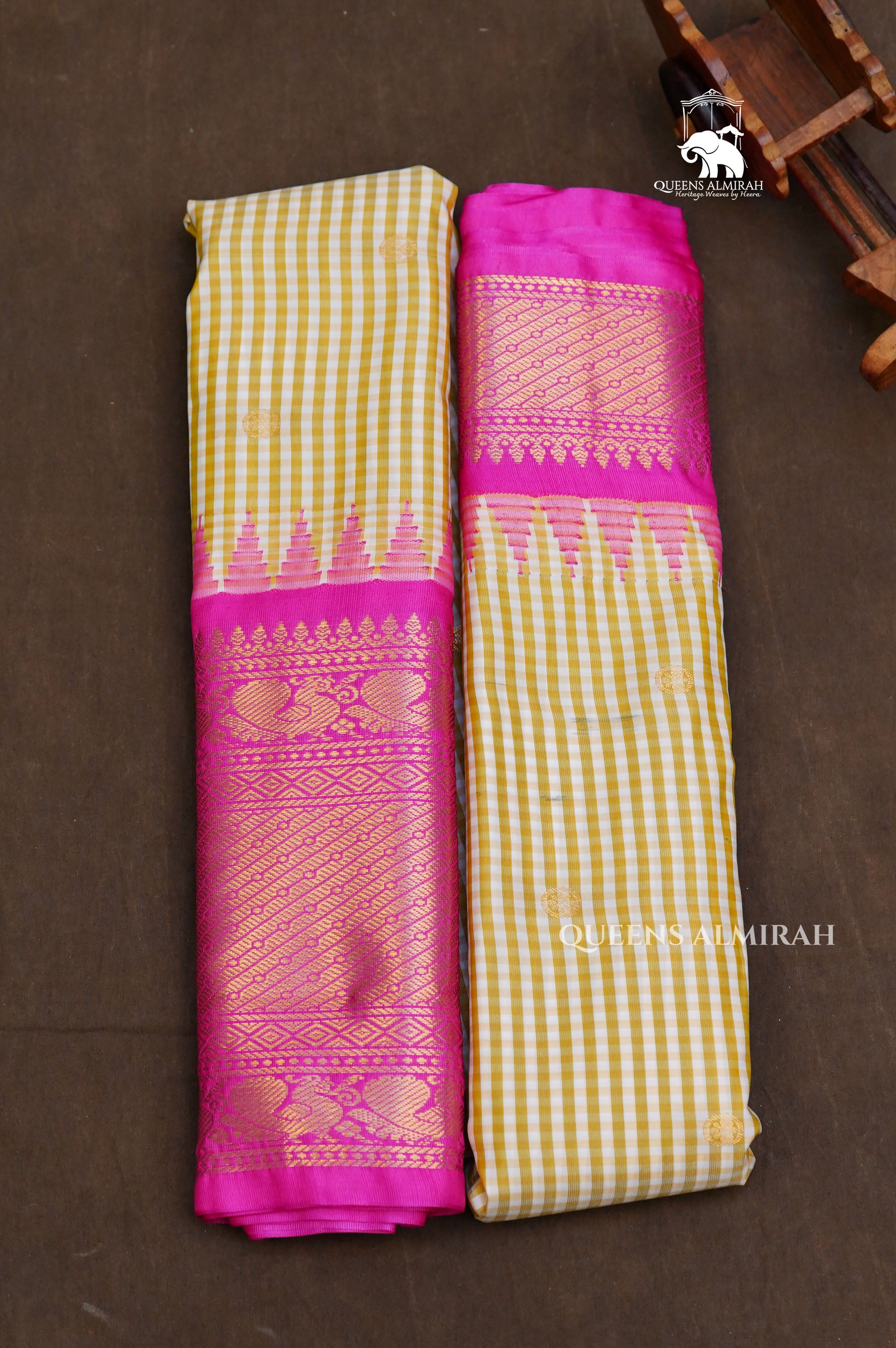 Light Green Kattam With Pink Semi Gadwal Silk Saree
