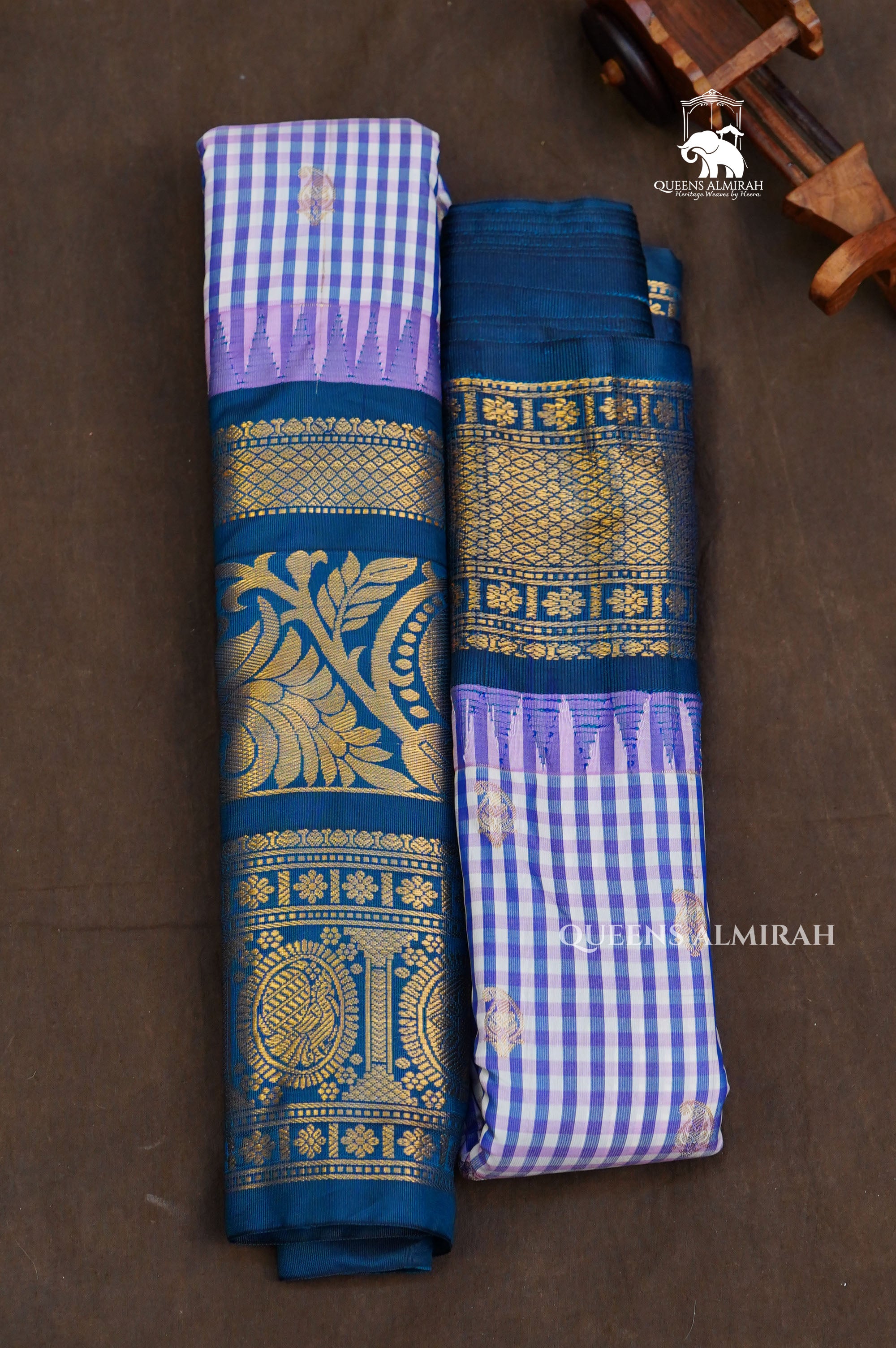 Lavender Kattam Semi Gadwal Silk Saree