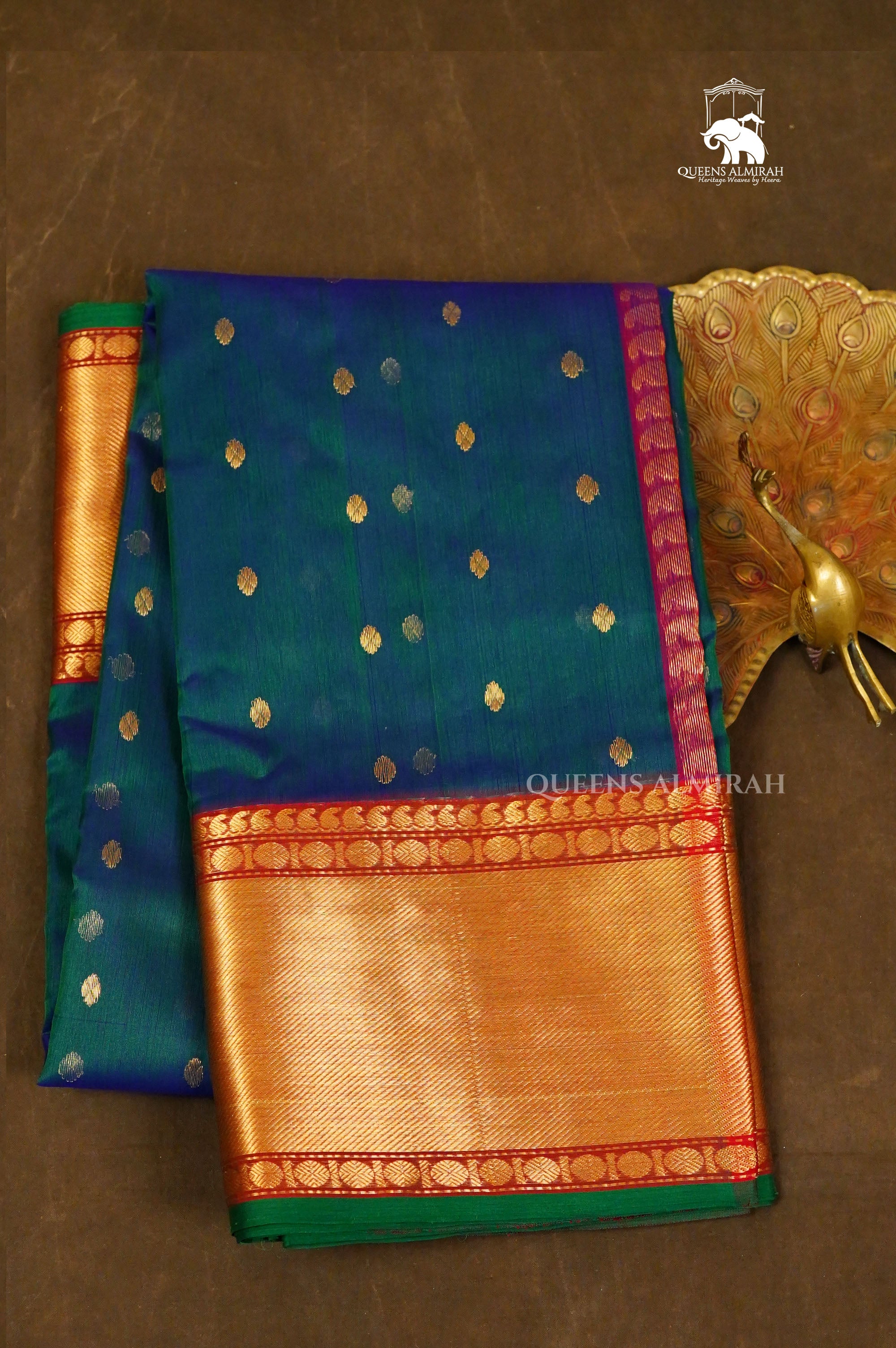 Peacock Green -Traditional Chanderi Katan Silk Handloom Saree