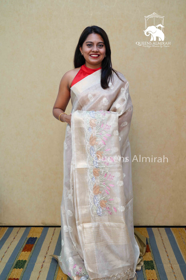 SANDAL KOTA TISSUE SAREE - Queens Jewel Emporium