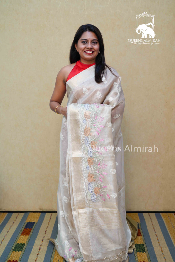 SANDAL KOTA TISSUE SAREE - Queens Jewel Emporium