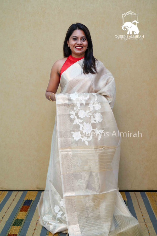 SANDAL KOTA TISSUE SAREE 2 - Queens Jewel Emporium