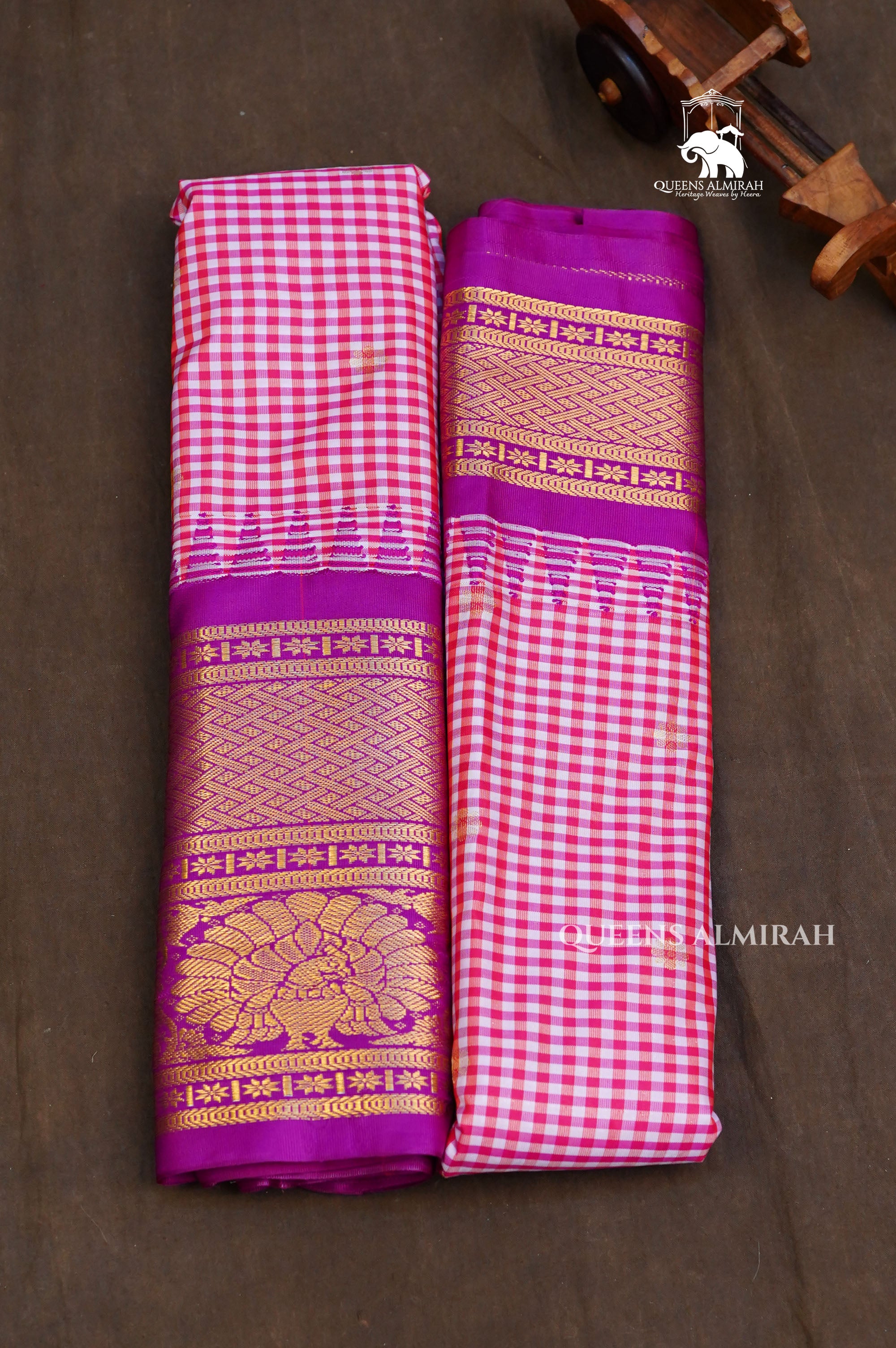 Red Kattam Semi Gadwal Silk Saree