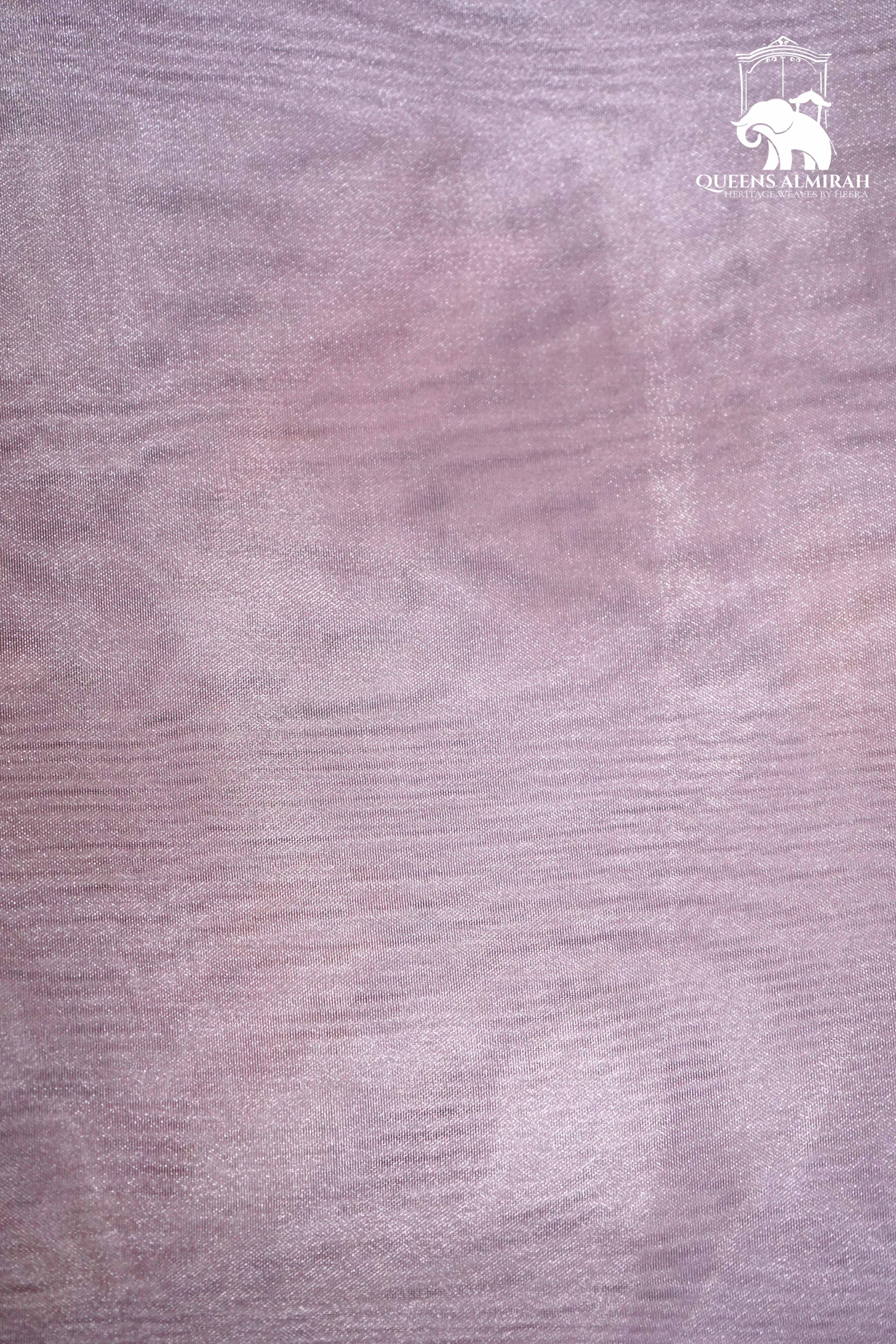 FADED PURPLE WITH WOVEN BORDER ORGANZA SAREE - Queens Jewel Emporium