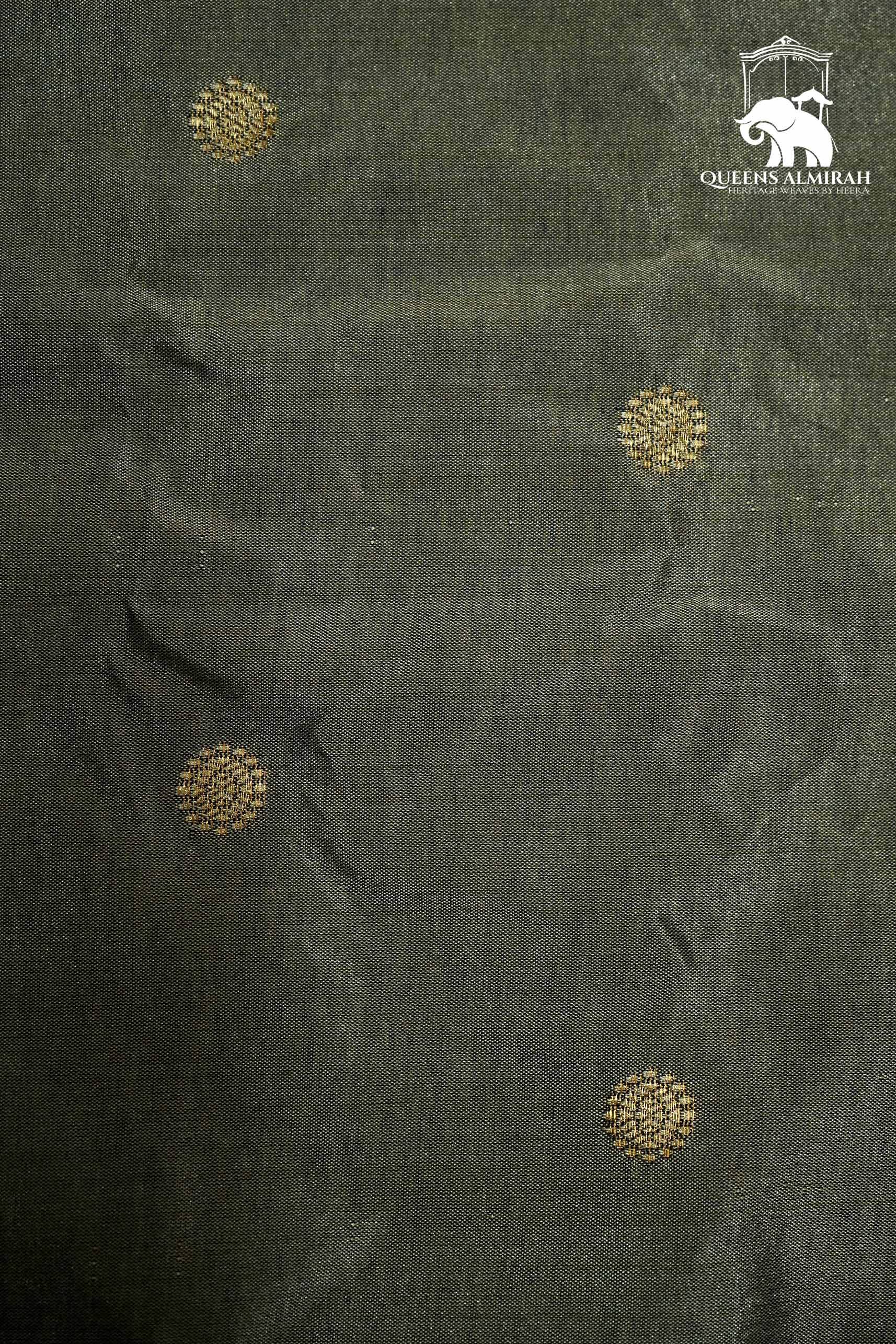 FOSSIL GRAY WITH BROWN MANGALGIRI GADWAL SAREE - Queens Jewel Emporium