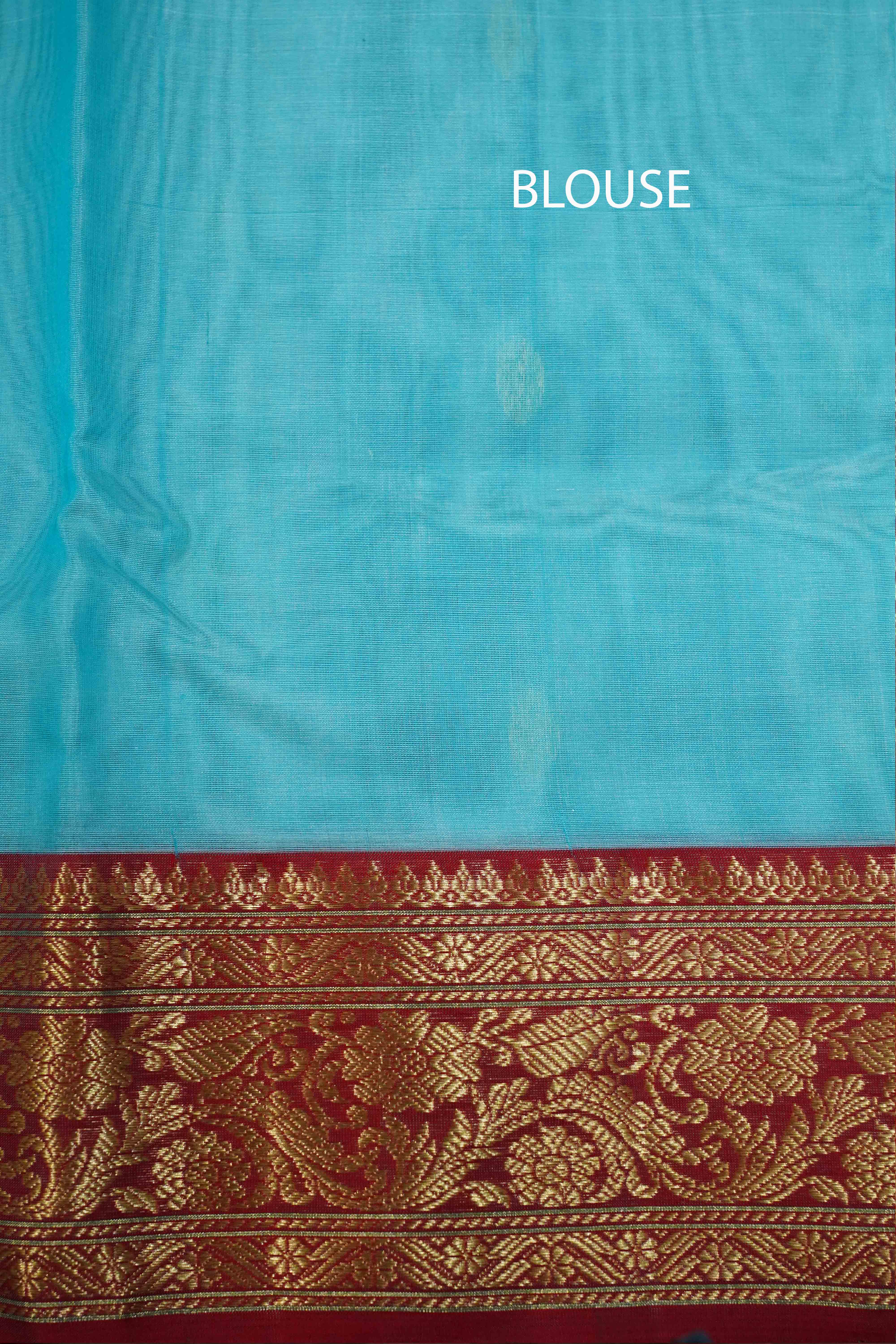FOUNTAIN BLUE WITH MAROON -TRADITIONAL KATAN CHANDERI KATAN SILK HANDLOOM SAREE - Queens Jewel Emporium