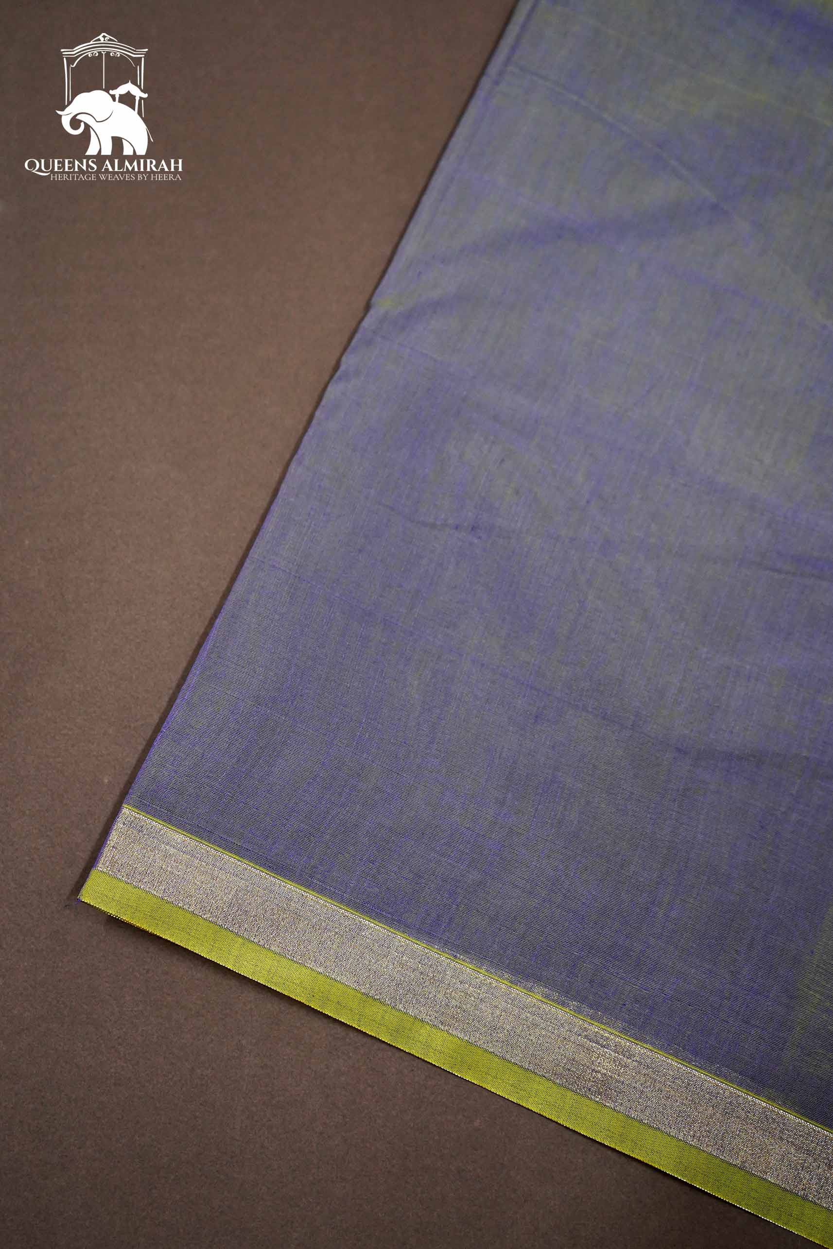 FOUR PETALS FADED PURPLE WITH WOVEN BORDER SILK COTTON SAREE - Queens Jewel Emporium