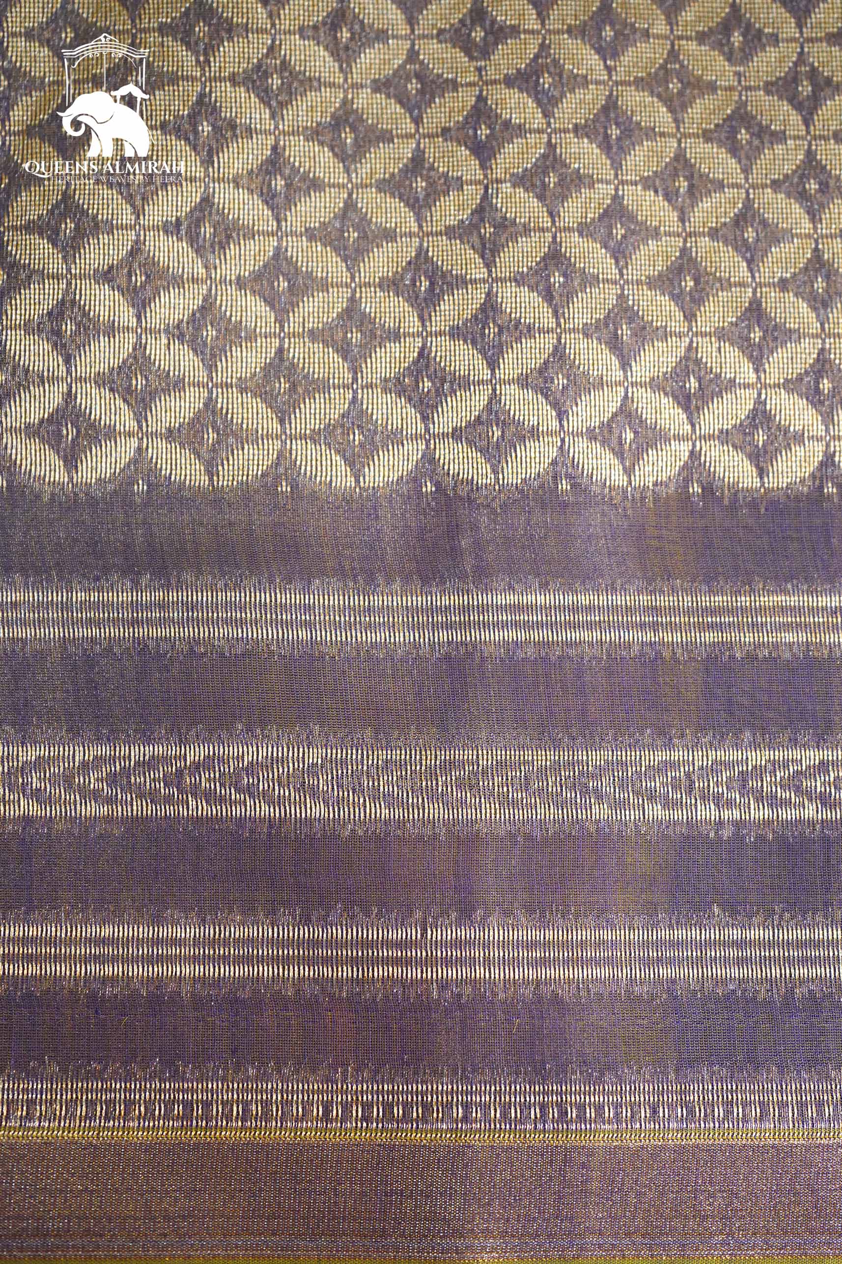 FOUR PETALS FADED PURPLE WITH WOVEN BORDER SILK COTTON SAREE - Queens Jewel Emporium