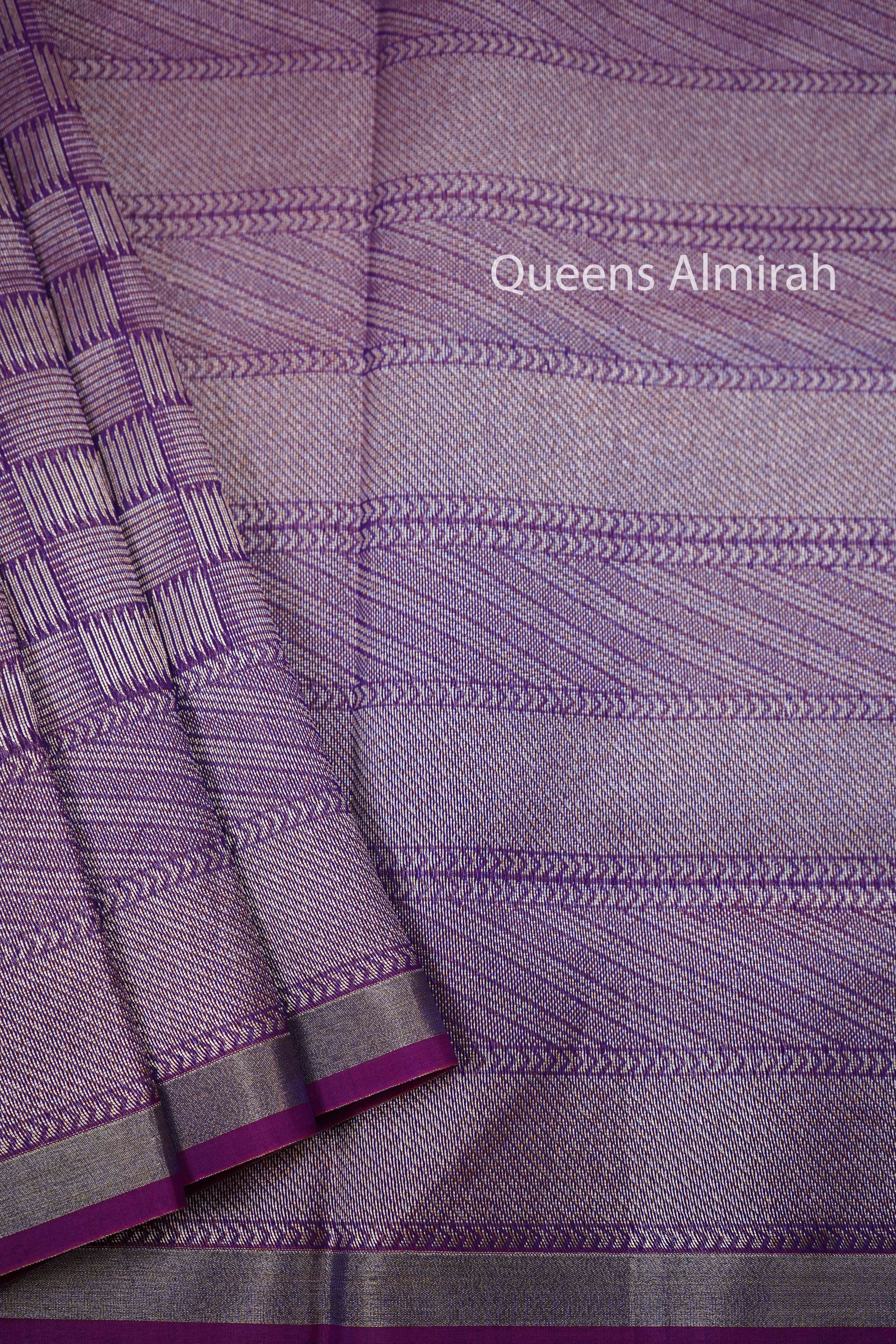 FADED PURPLE SILK COTTON SAREE - Queens Jewel Emporium