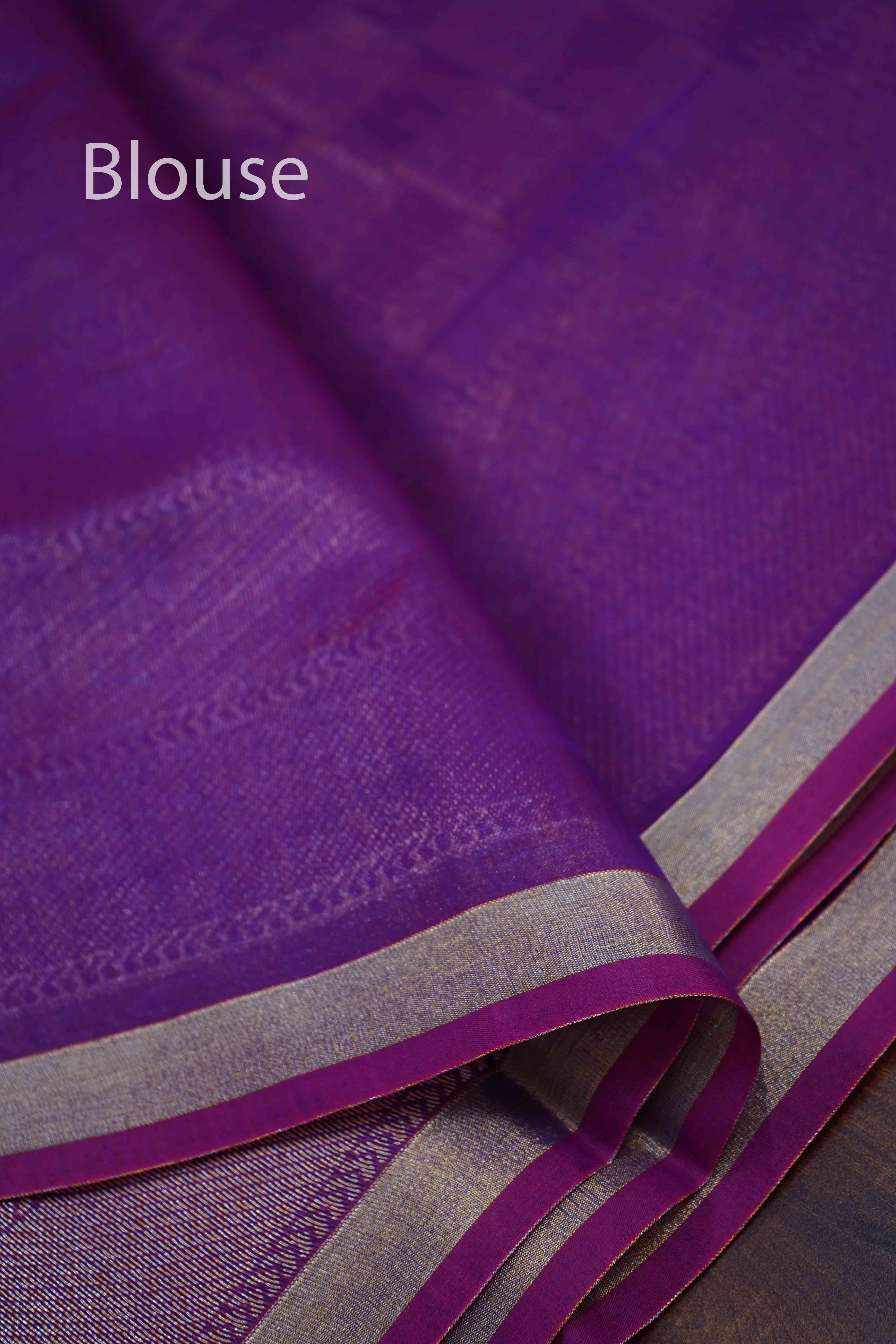 FADED PURPLE SILK COTTON SAREE - Queens Jewel Emporium